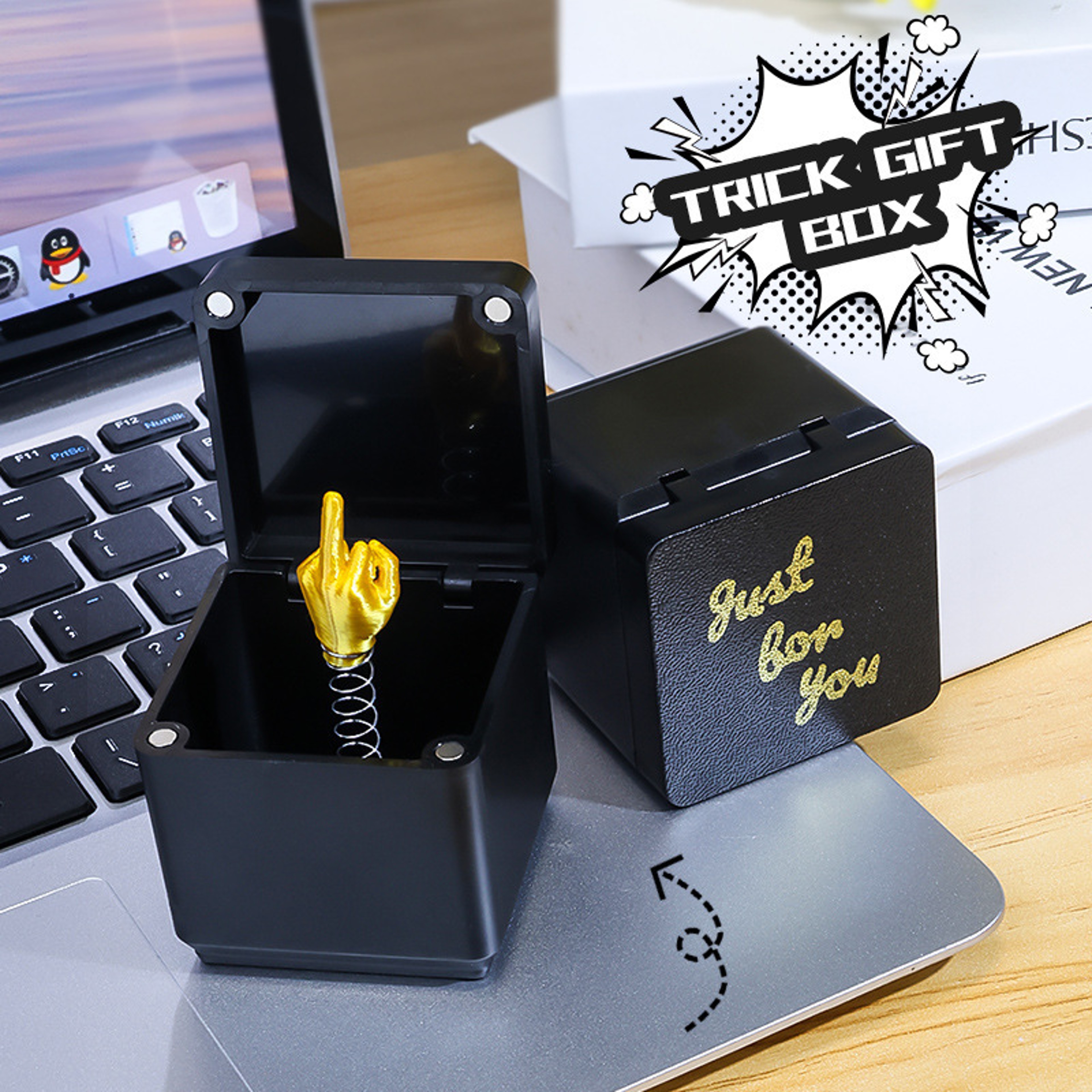 Funny Creative Christmas Box Gifts, Middle Finger in Box, Interesting Prank Gift, Office Desk Decoration Home Decoration – view 5