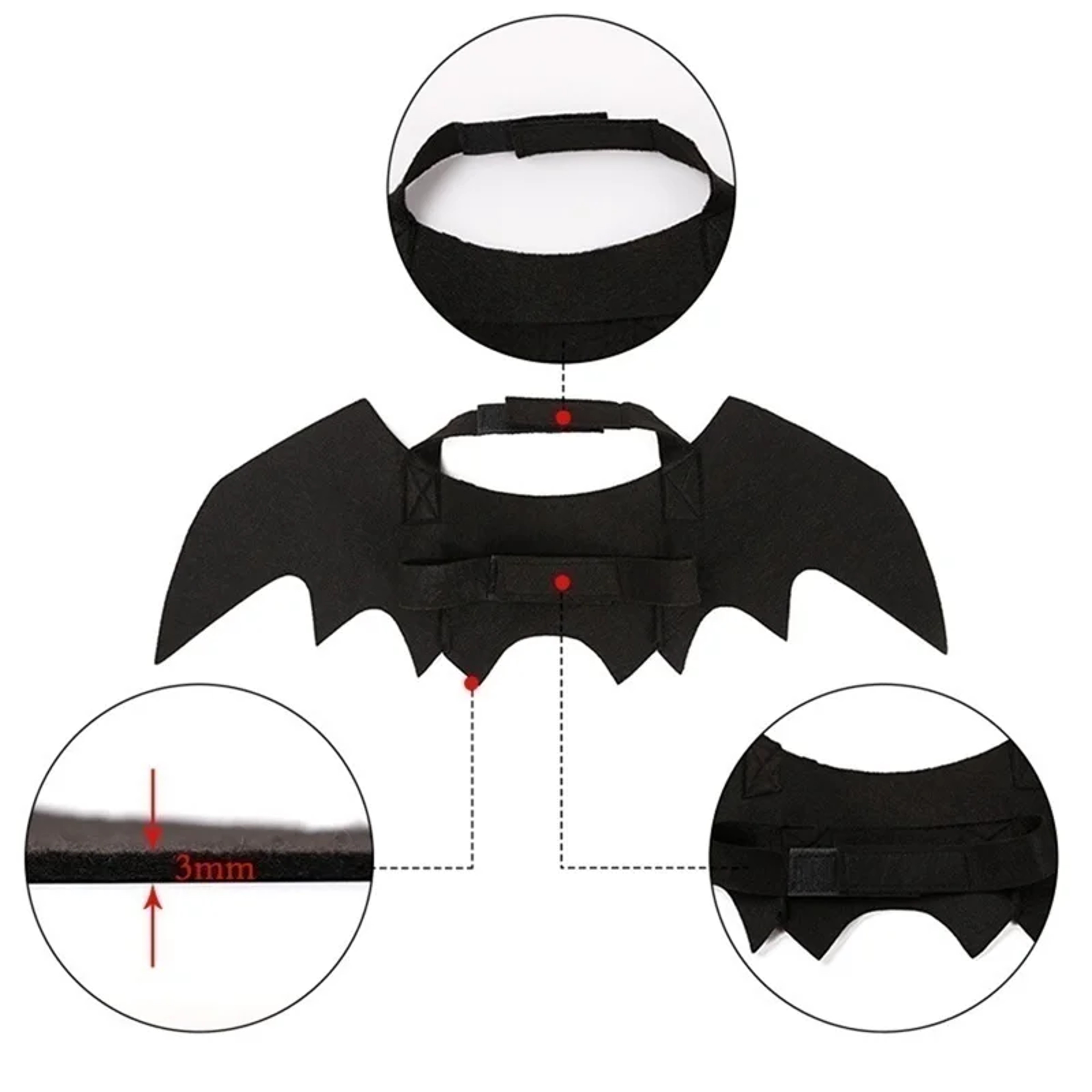 Black Bat Wings Harness Costume, Halloween Cute Pet Clothes, Cosplay Cat & Dog Party Outfit – view 6