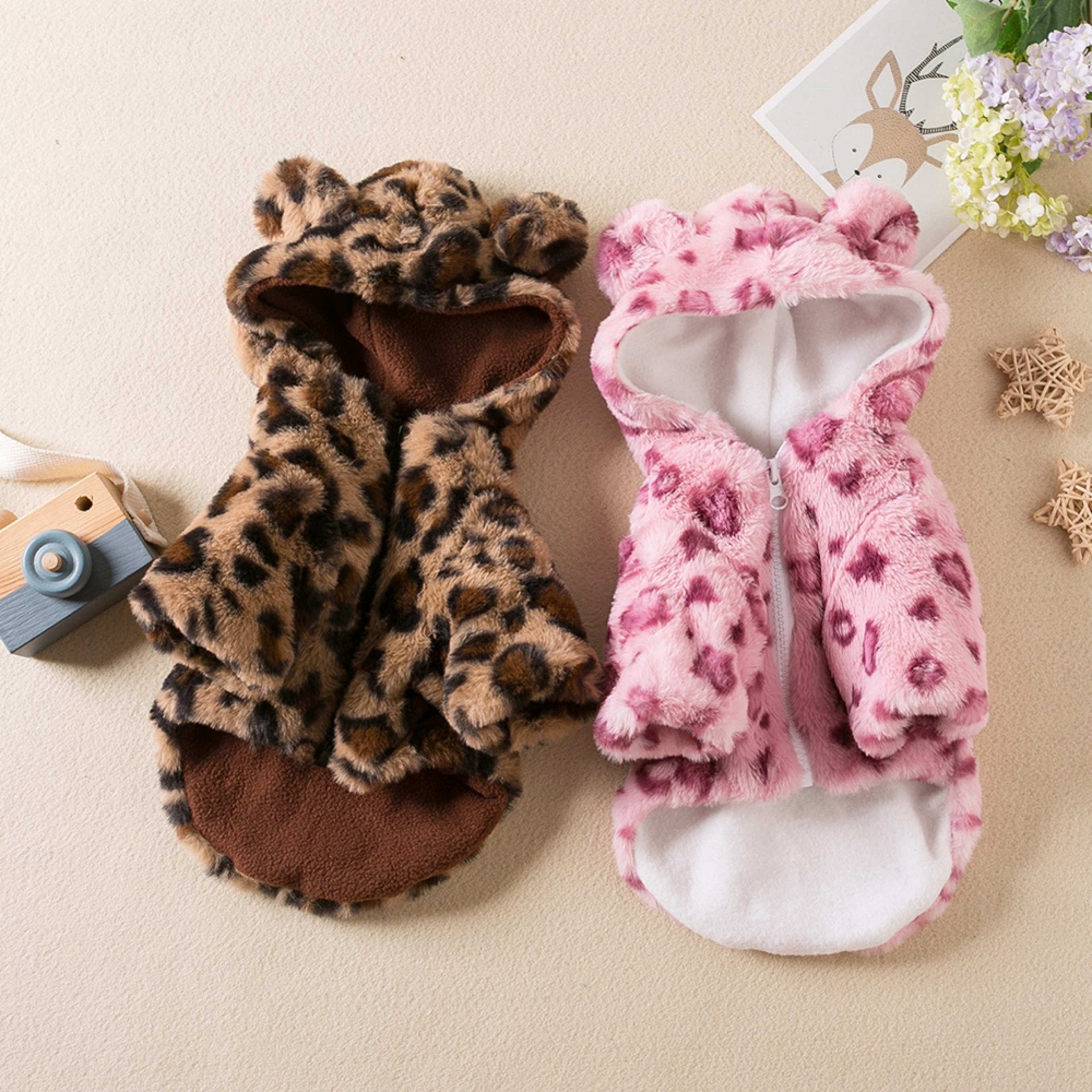 Winter Pet Dog Clothes Warm Fleece, Dog Coat Jacket, Leopard Dog Hoodie, French Bulldog Clothing for Small Dogs – view 1