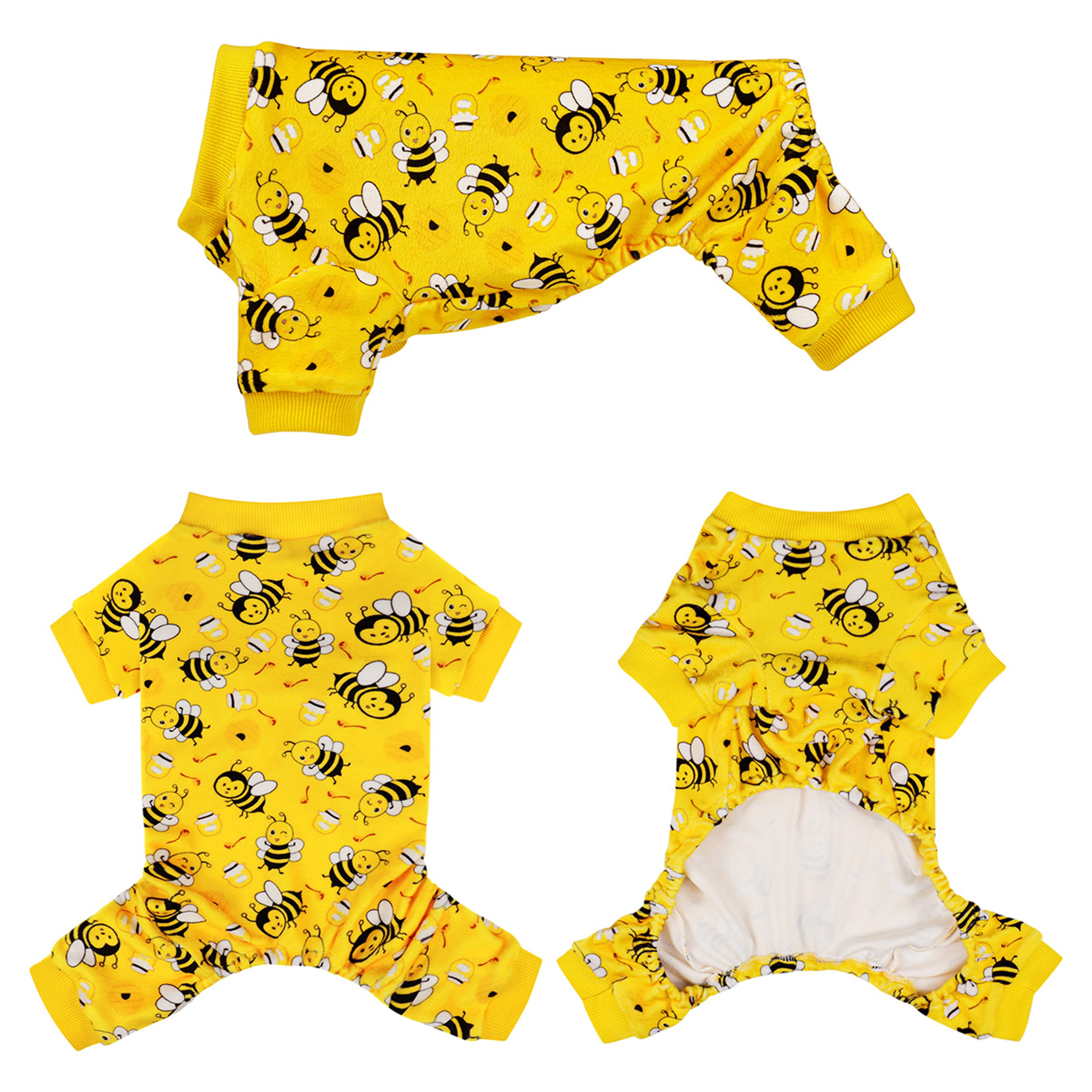 Cozy Winter PJs with Feet, Perfect for Small Dogs, Soft Stretchy Onesie for Chihuahua Yorkie, Funny Bee Dog Pajamas – view 4