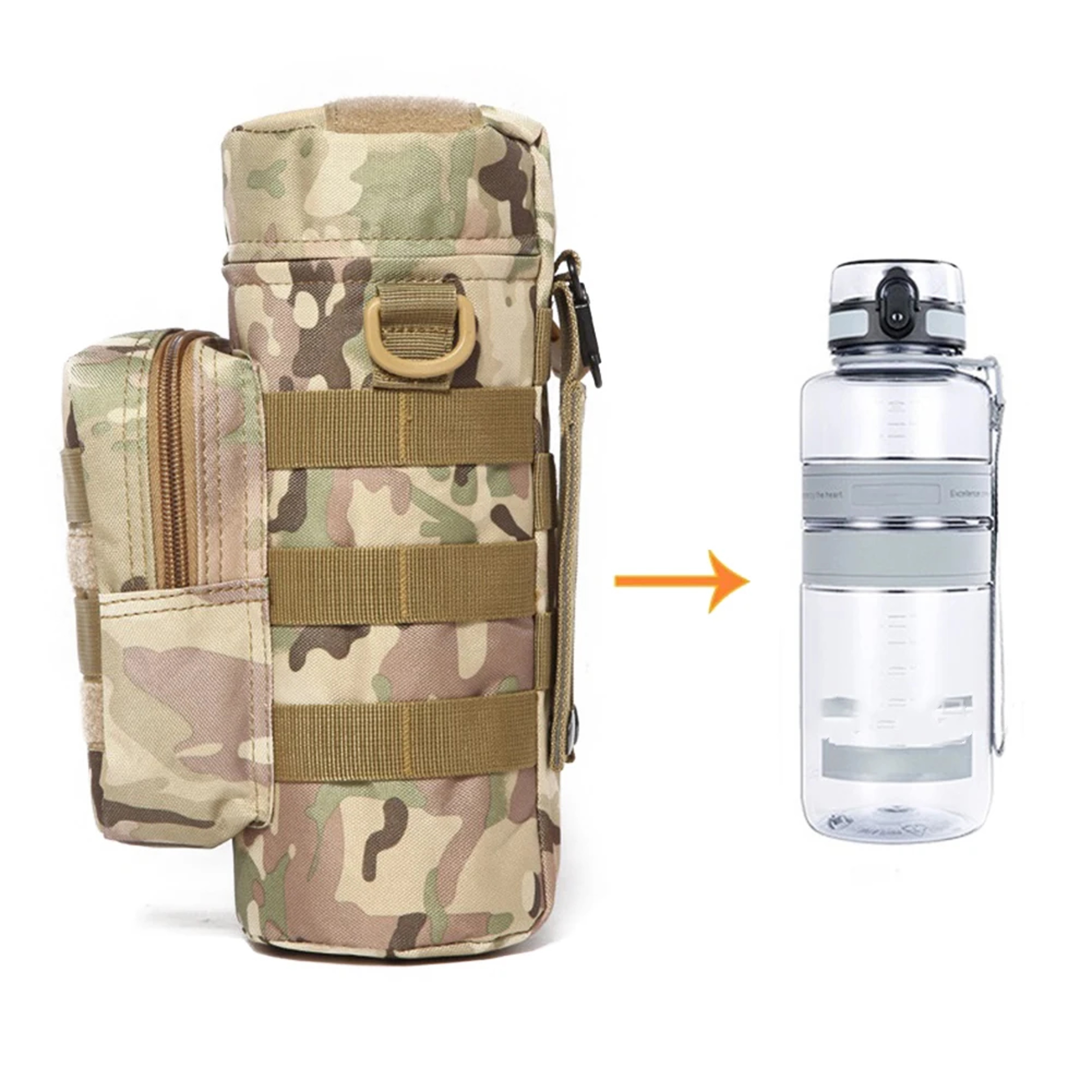 Premium Tactical Molle Water Bottle Pouch, Secure Holder Outdoor Sports Travel Camping Gear – view 1