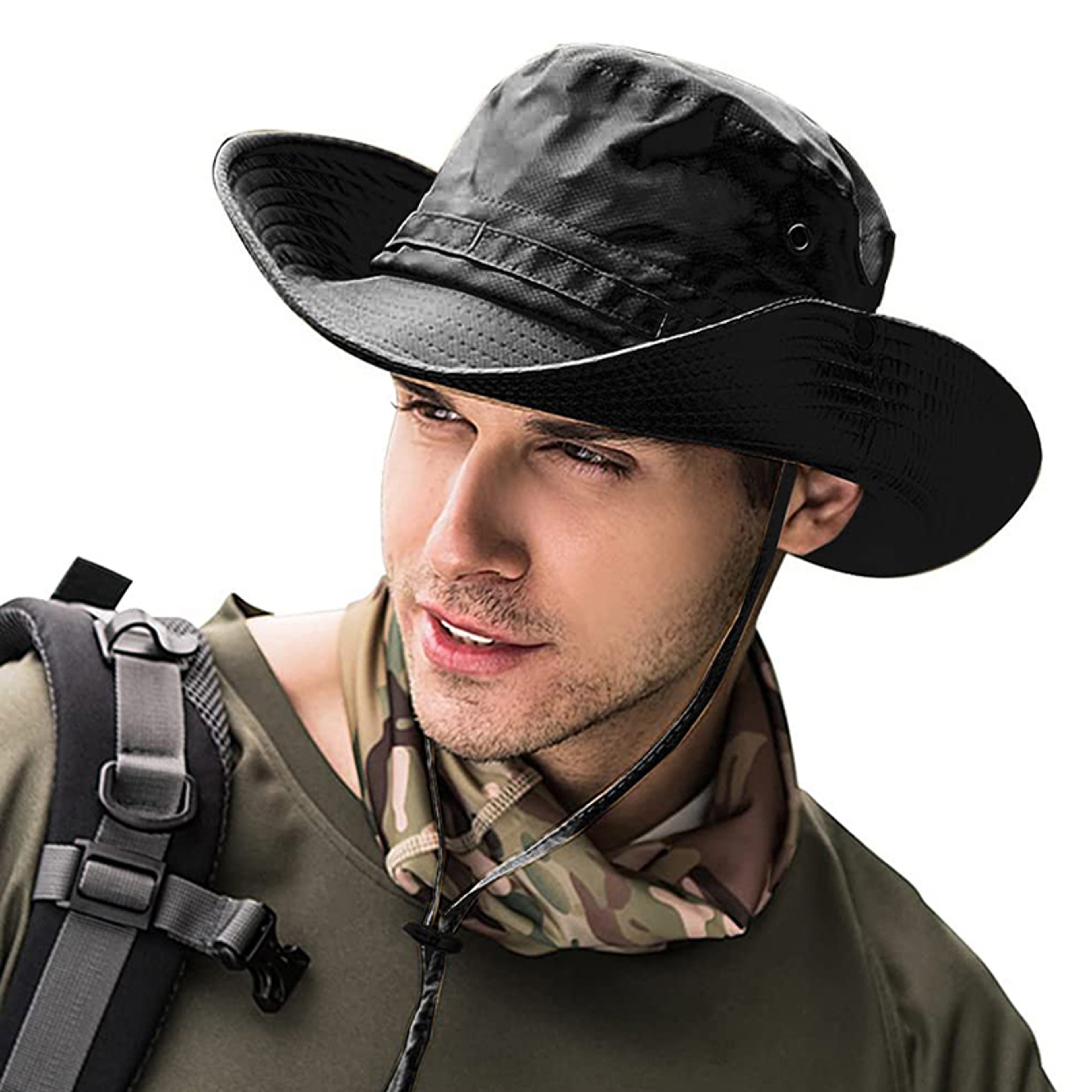 Foldable Adjustable Chin Strap Wide Brim Boonie Hat, Unisex Sun Hat for Outdoor Fishing, Superior Hiking Hunting – view 2