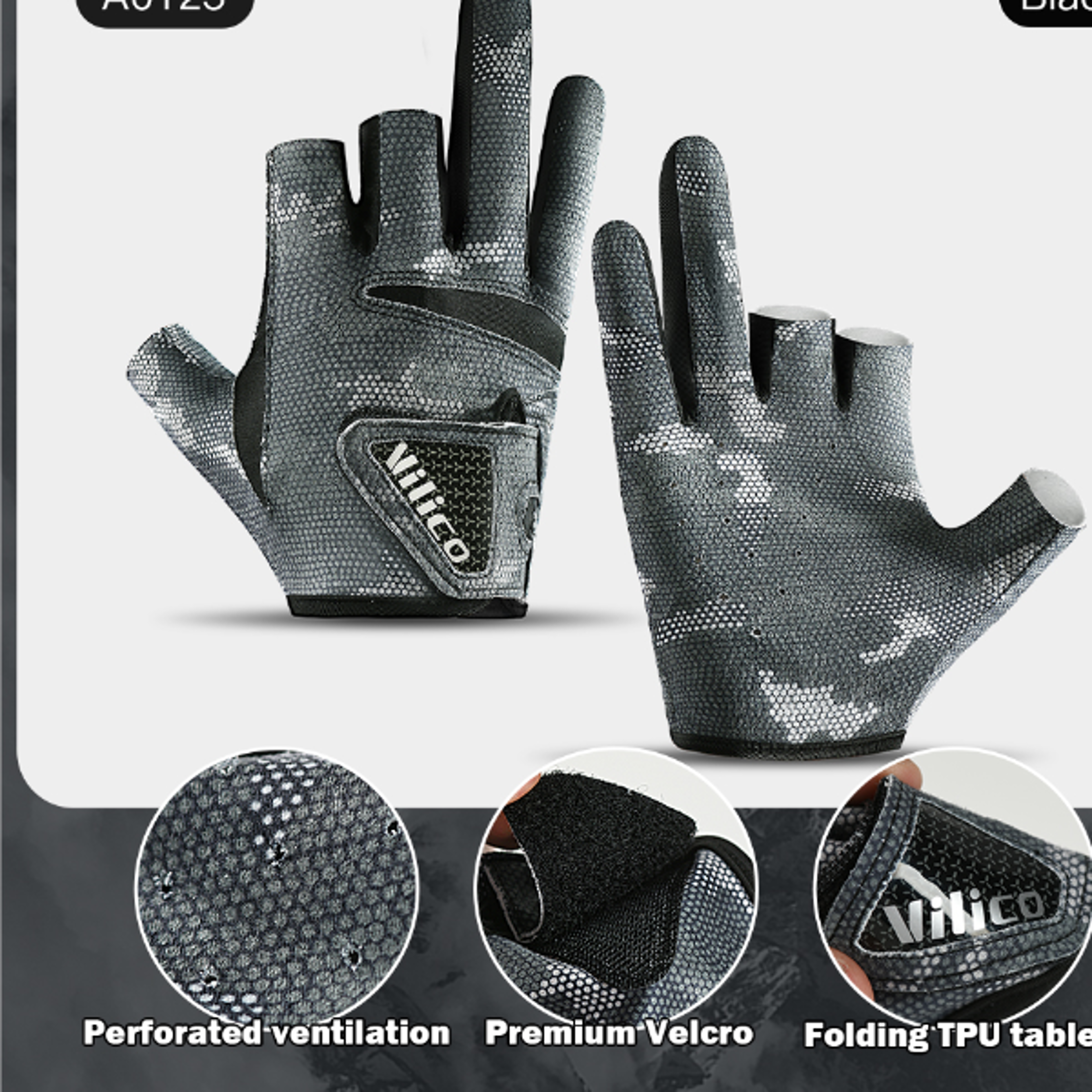 Fishing Gloves for Men Summer Three Finger Cut Gloves Anti Slip Ice Silk Breathable Thin UV Sunsc