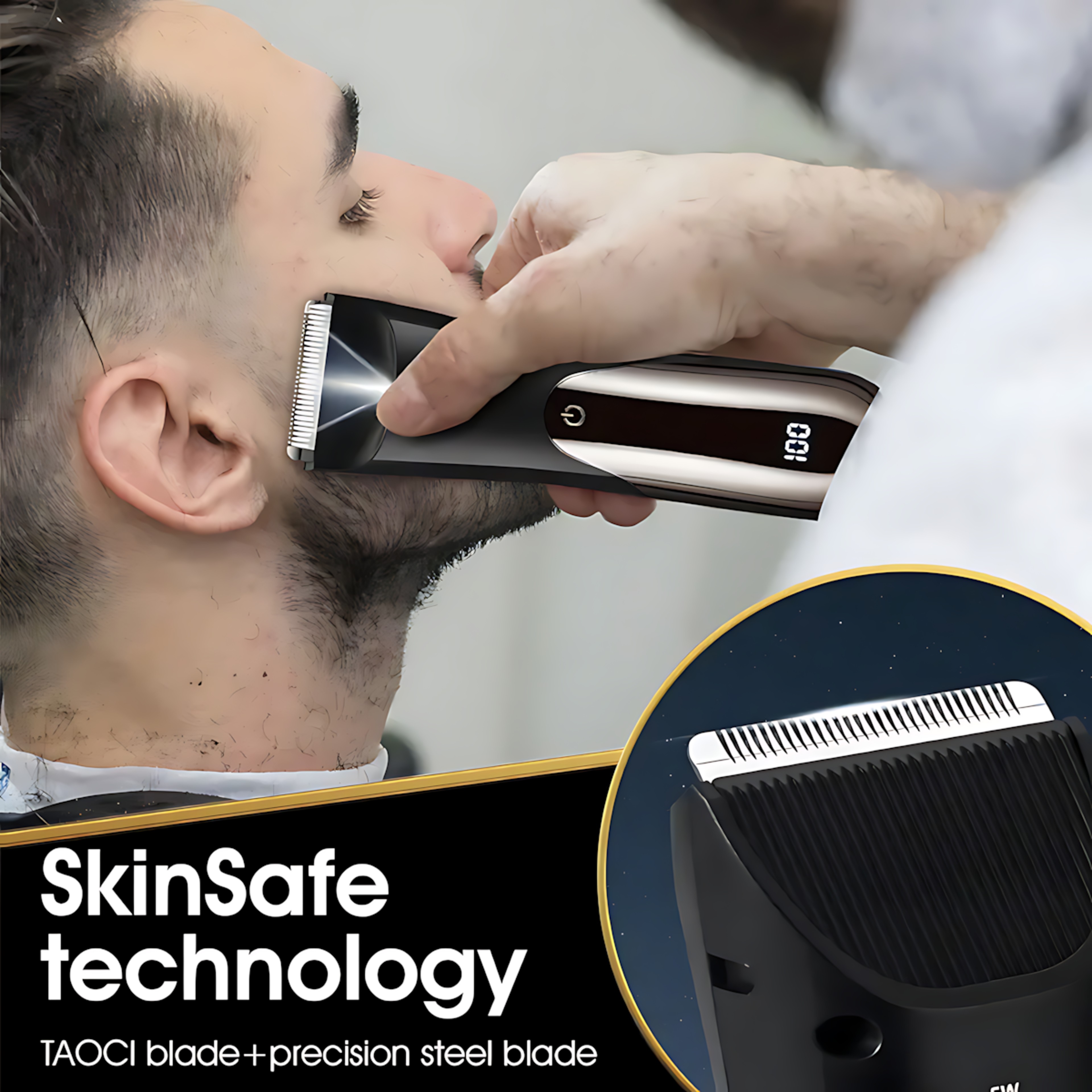 Trimmer Shaver For Man Electric, USB Rechargeable Li-ion Battery Display, Precision Beard, Whisker, Sideburns Razor – view 2