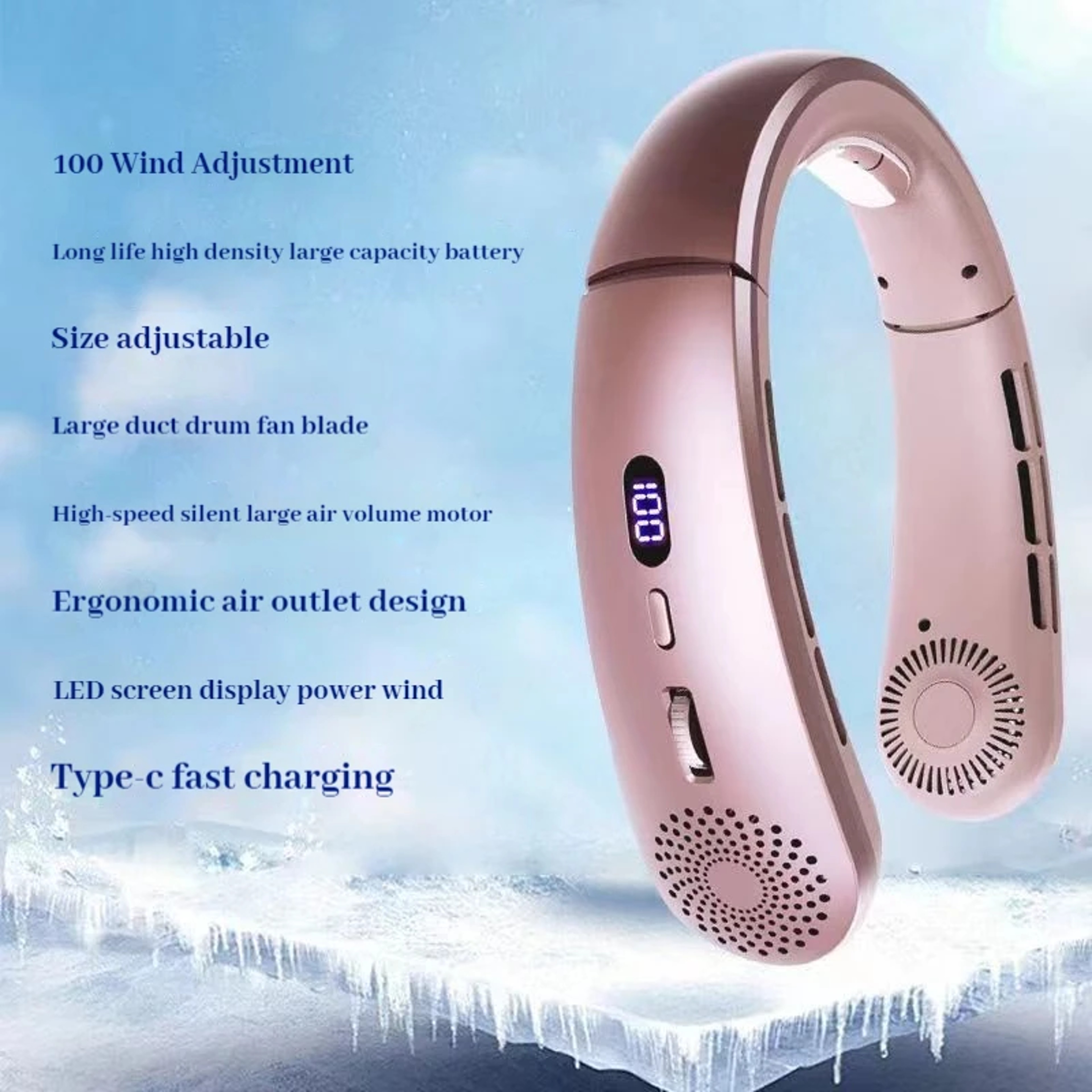 Low Noise Speed Hands Free Neck Fan, Lightweight Wearable Sports Fan for Indoor and Outdoor – view 8