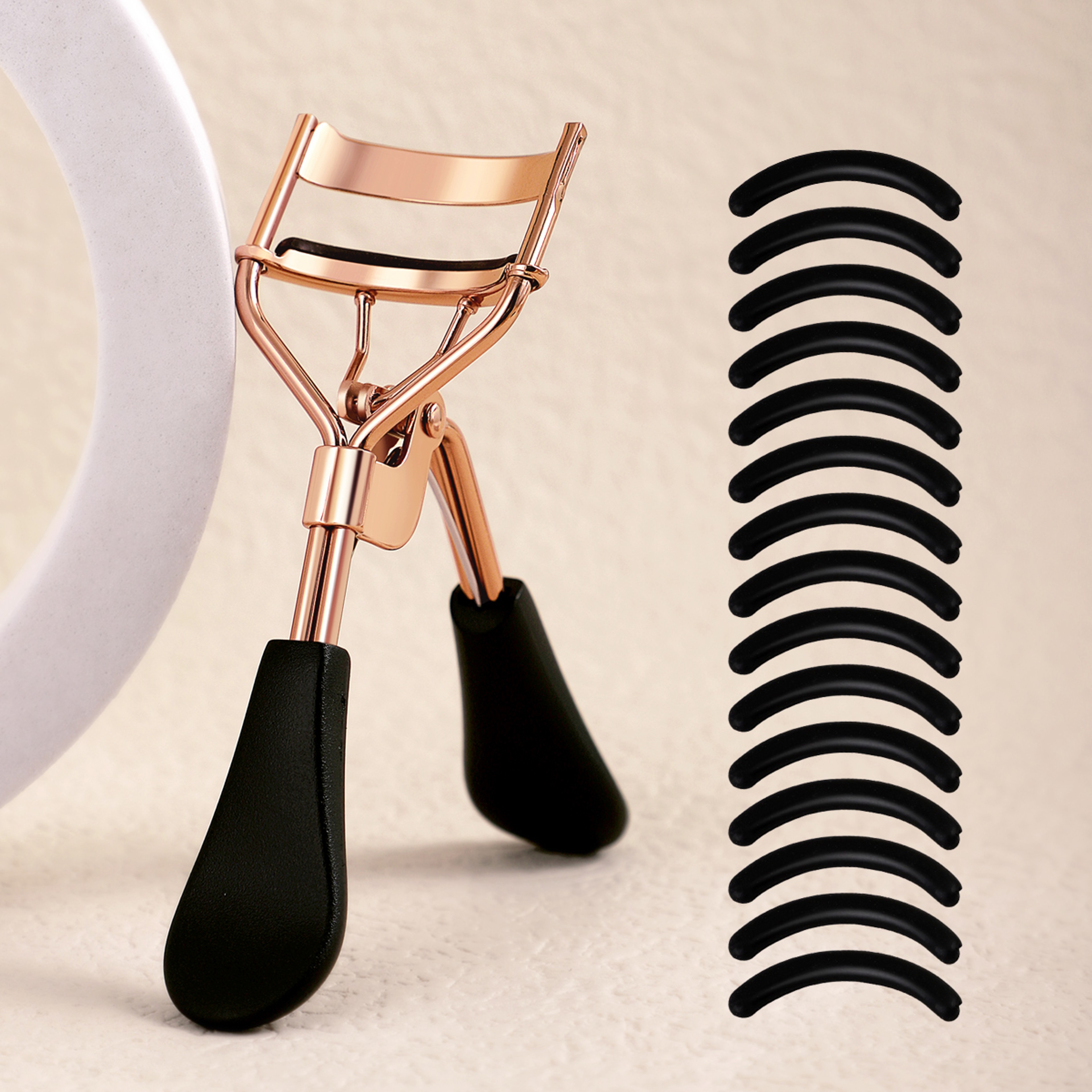 Eyelash Curler with Silicone Pads, Stainless Steel Portable Curling Tool for Extensions and More – view 1