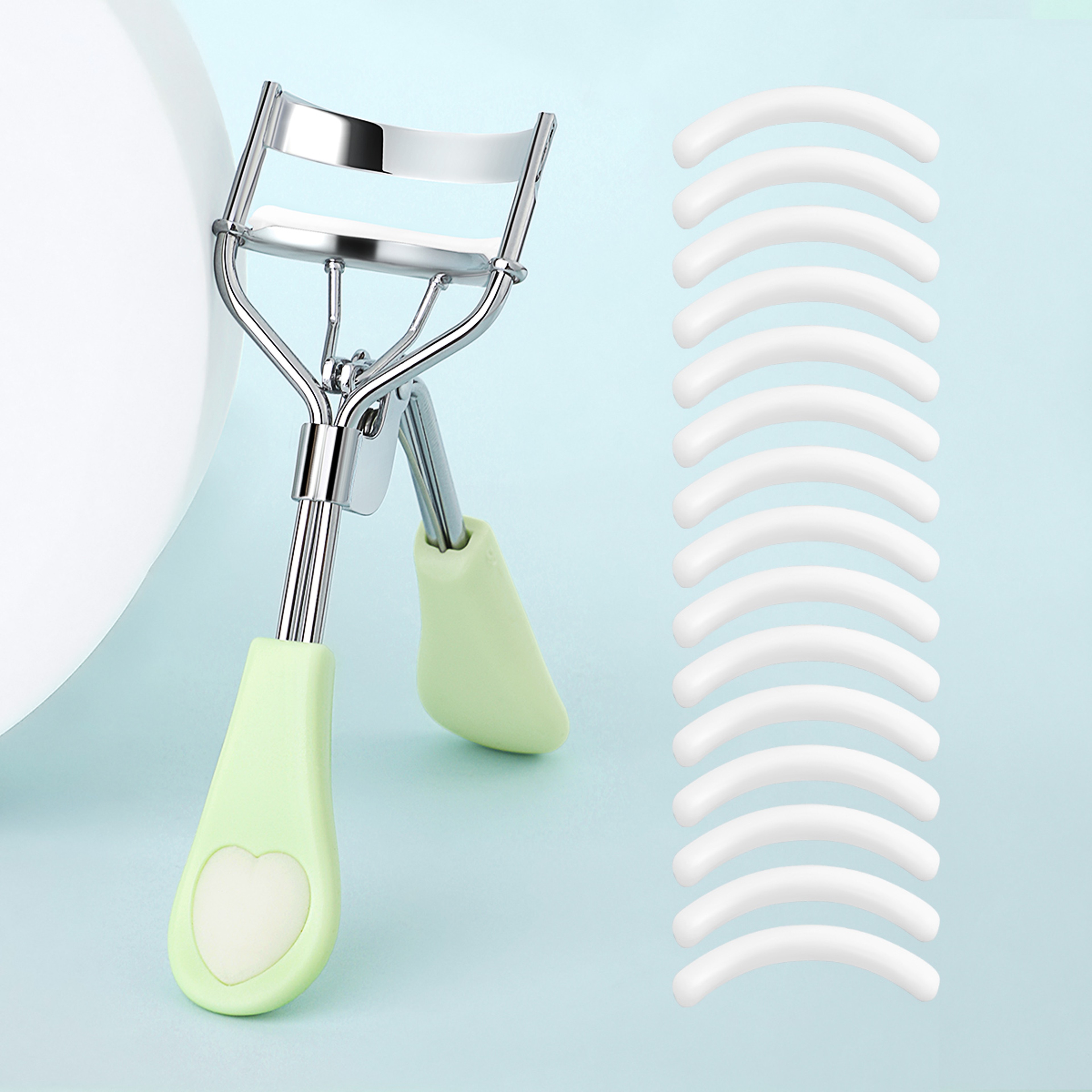 Eyelash Curler with Silicone Pads, Stainless Steel Portable Curling Tool for Extensions and More – view 8
