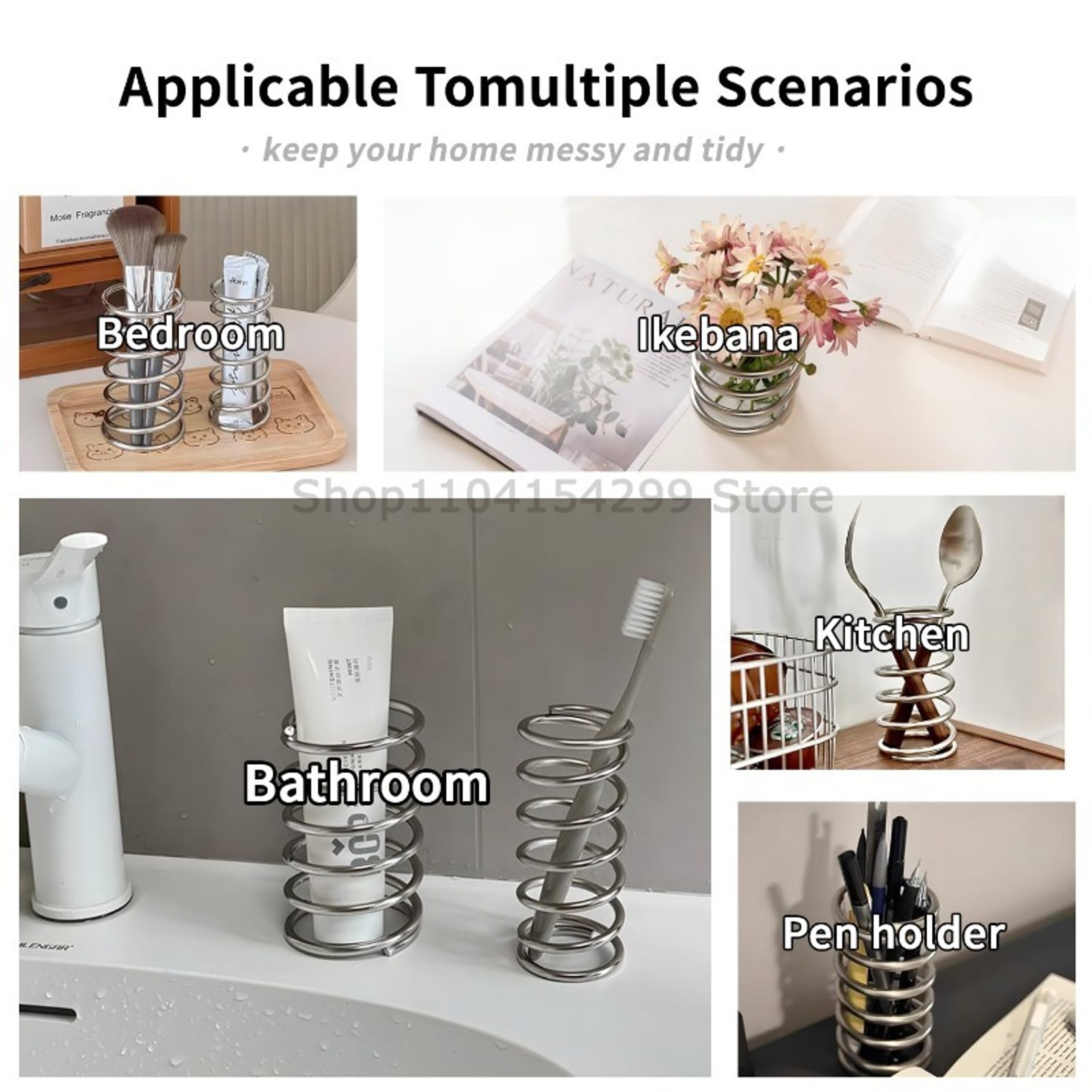 Bathroom Accessories Stainless Steel Toothbrush Holder, Home Decoration Tool Toothpaste Makeup Brush Storage Rack Brush – view 3