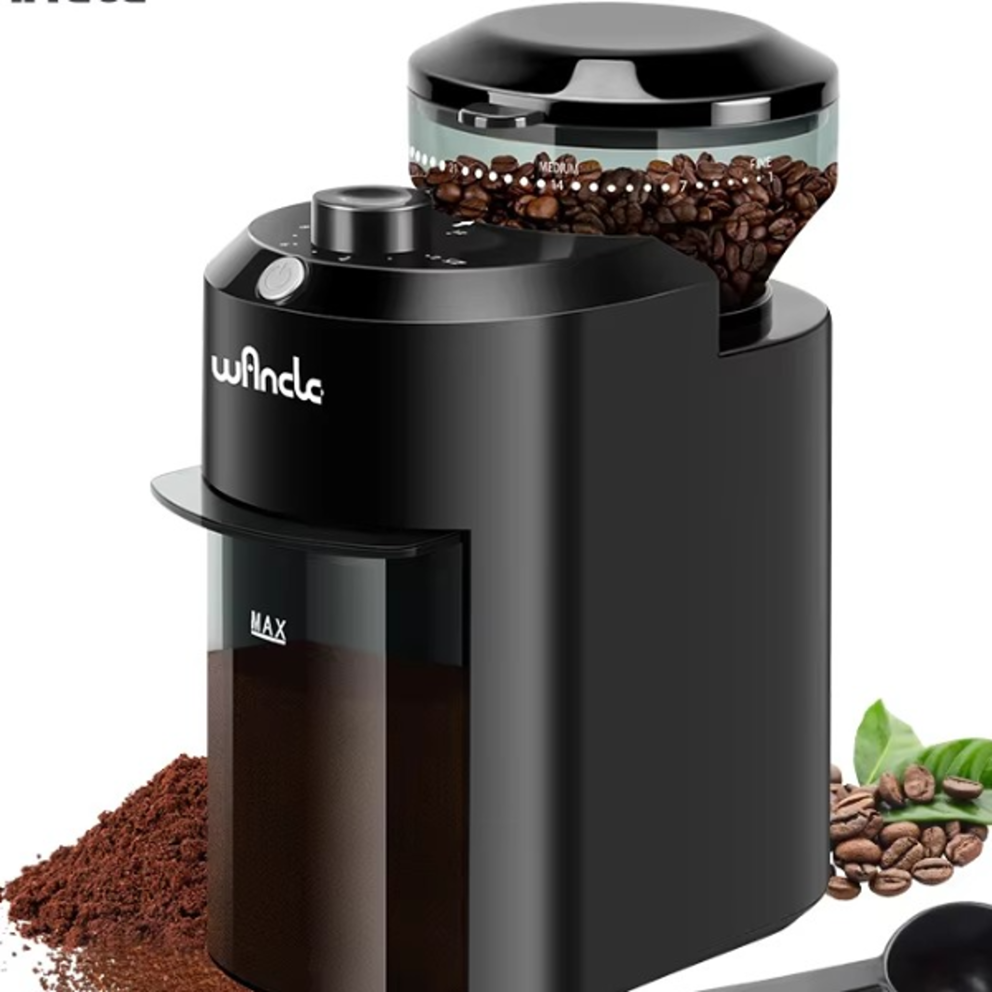 Wancle Electric Burr Coffee Grinder Adjustable Burr Mill Conical