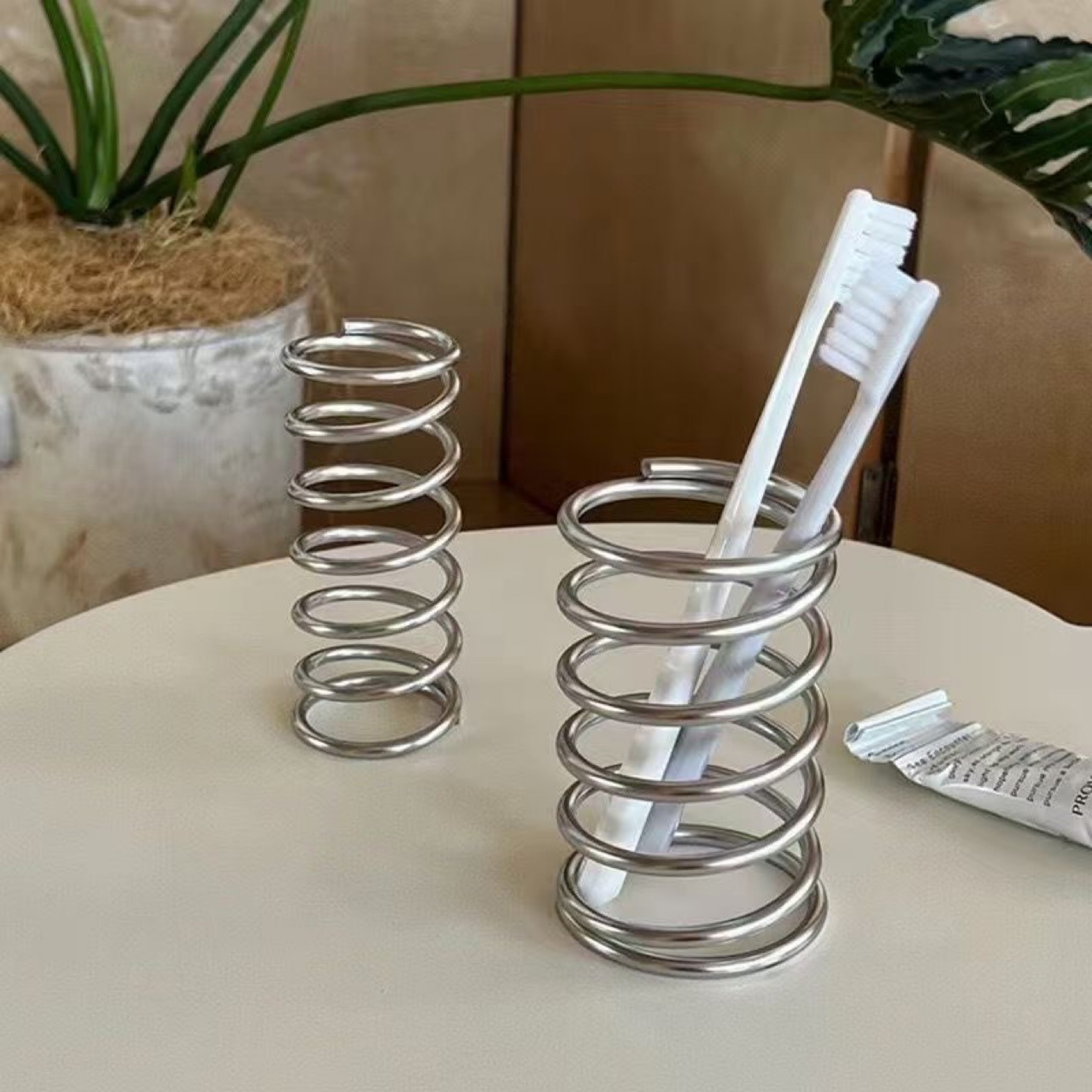 Bathroom Metal Toothbrush Holder, Stainless Steel Makeup Brush Storage Rack, Home Decoration Tool – view 3