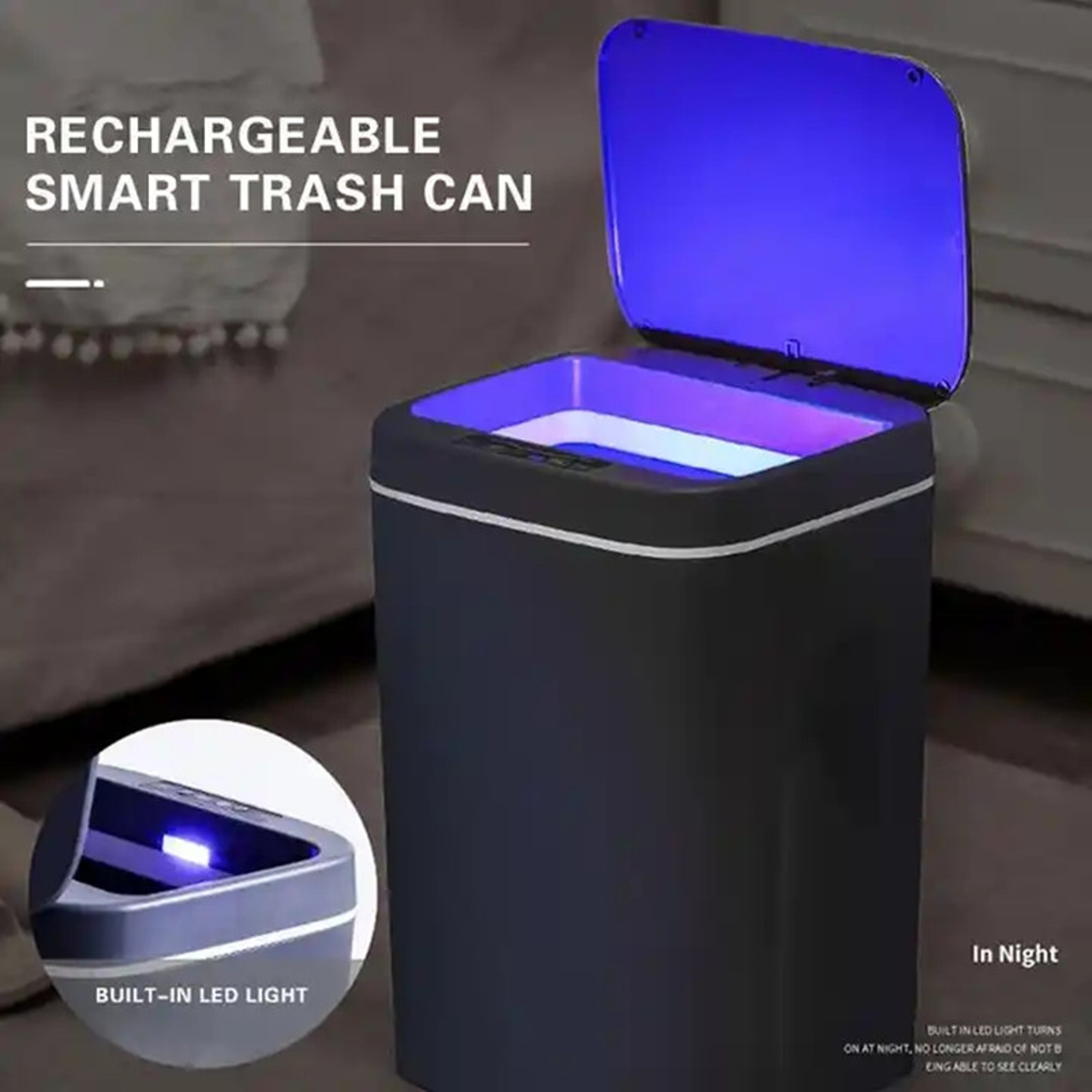 Electric Touchless Smart Bin, Automatic Sensor Trash Can, Waterproof Garbage Bucket with Lid for Home – view 2