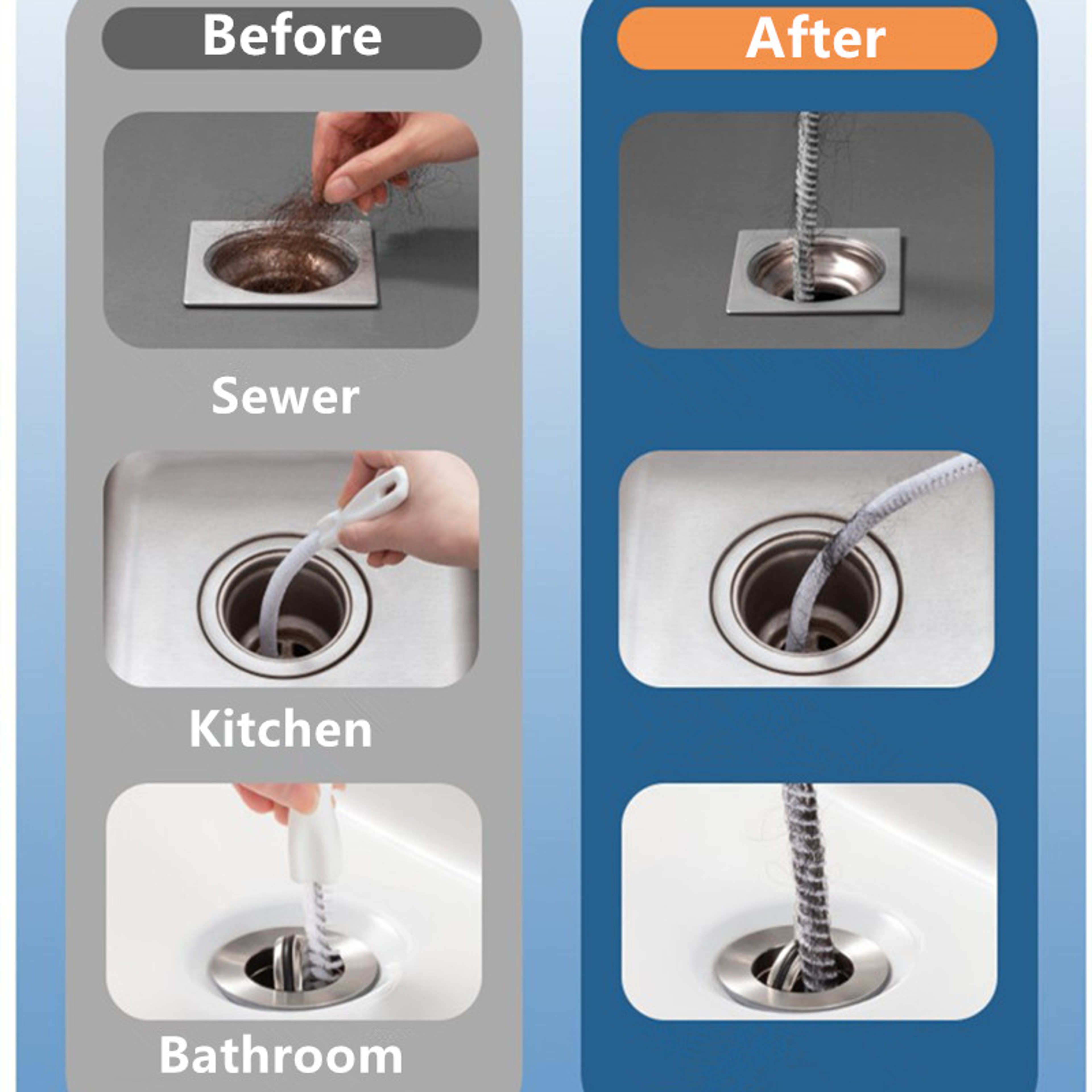 Hair Sewer Sink Cleaning Brush, Kitchen Clog Remover Tool, Drain Cleaner – view 5