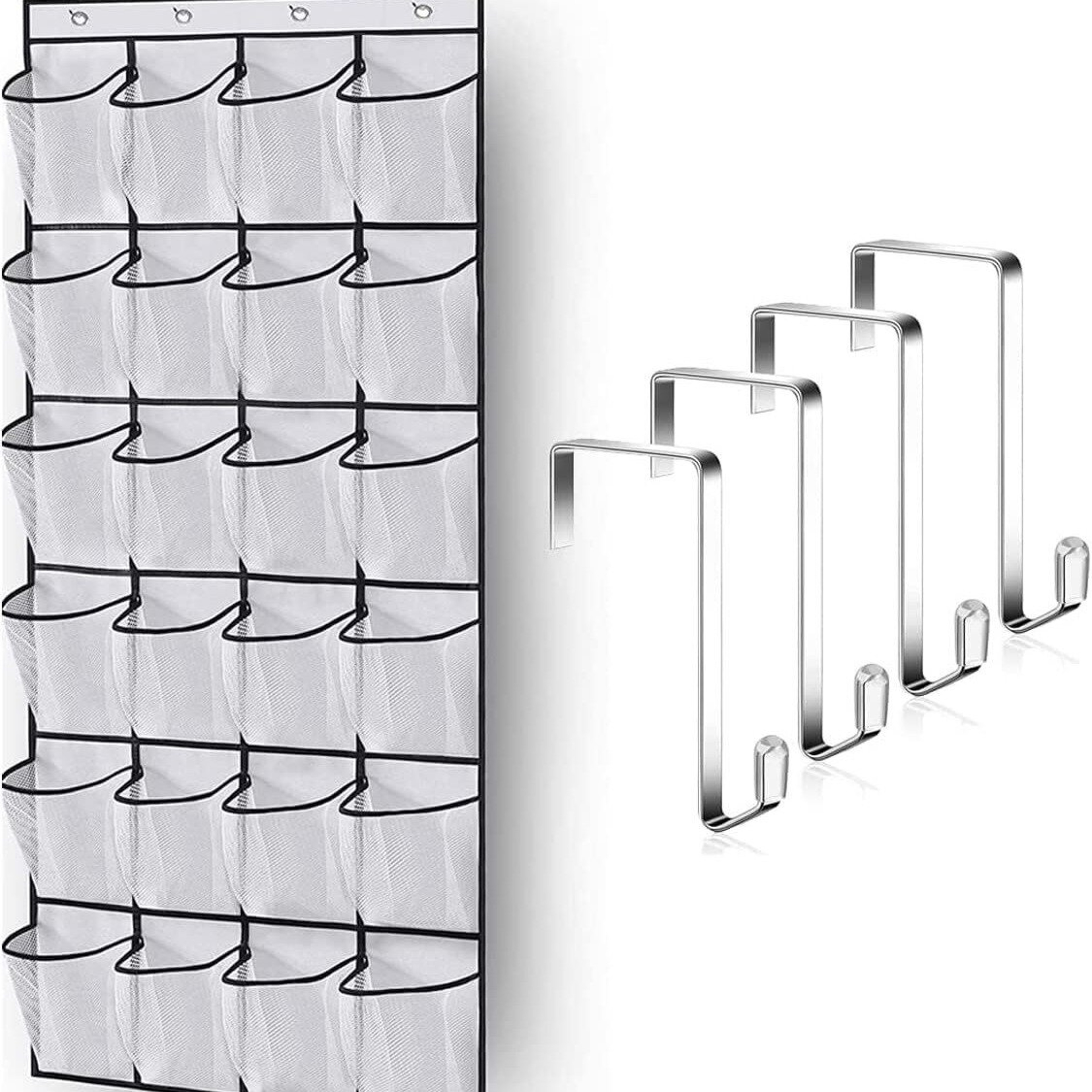 Hanging Shoe Rack Holder Hanger Over The Door Shoe Organizer With Large Mesh Pockets 7