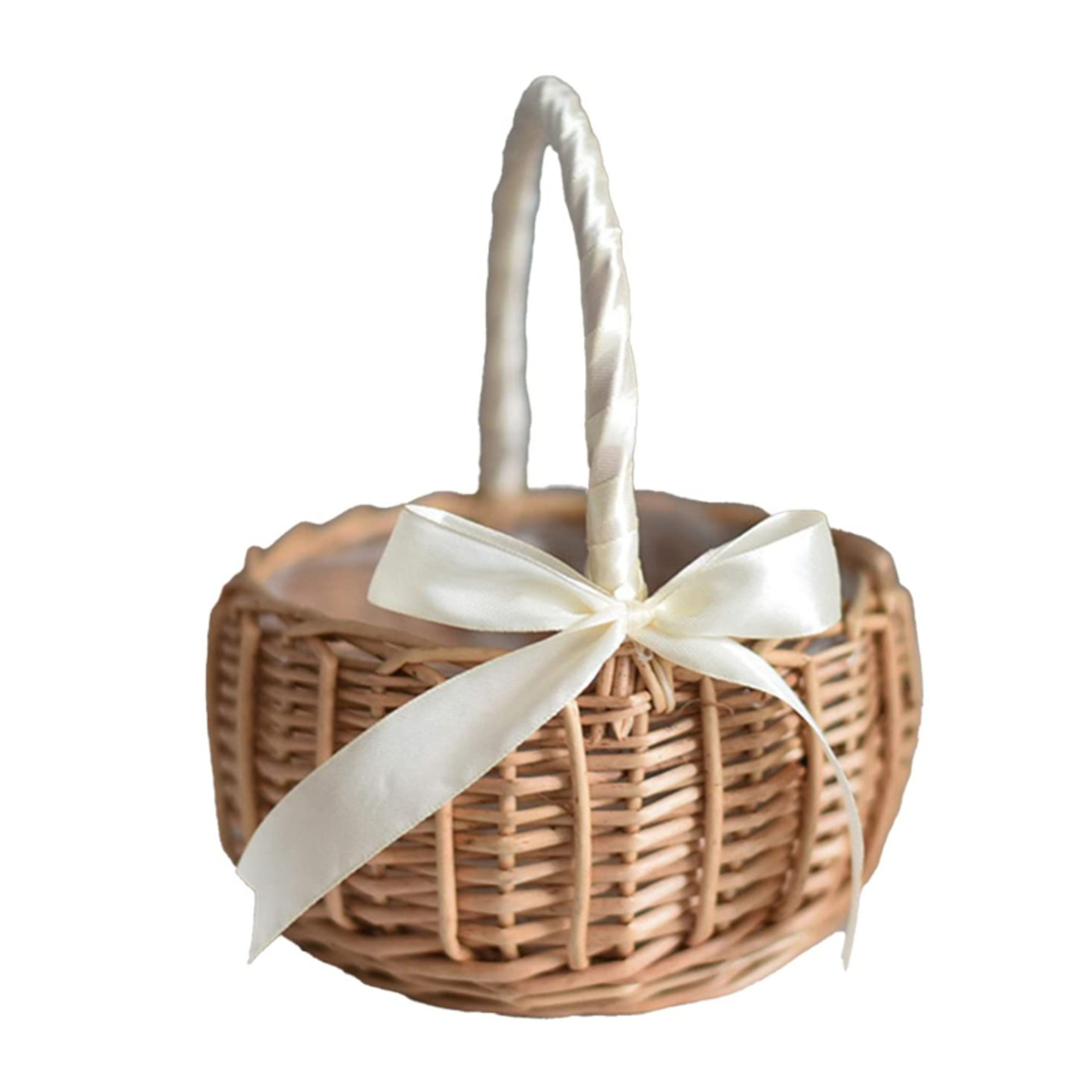 Handmade Woven Flower Basket for Home, Rattan Storage Basket for Wedding Decor, Flower Girl Hand Basket – view 10