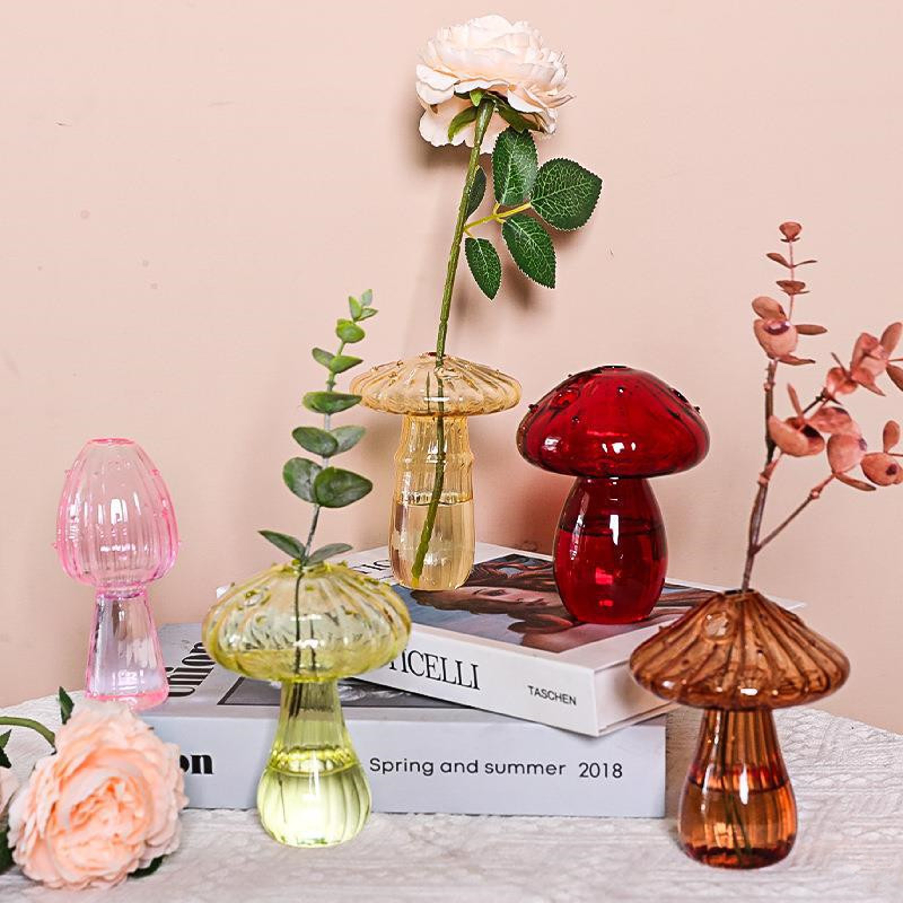 Hydroponic Flower Plant Decoration, Mini Mushroom Glass Vase, Creative Table Vase – view 5