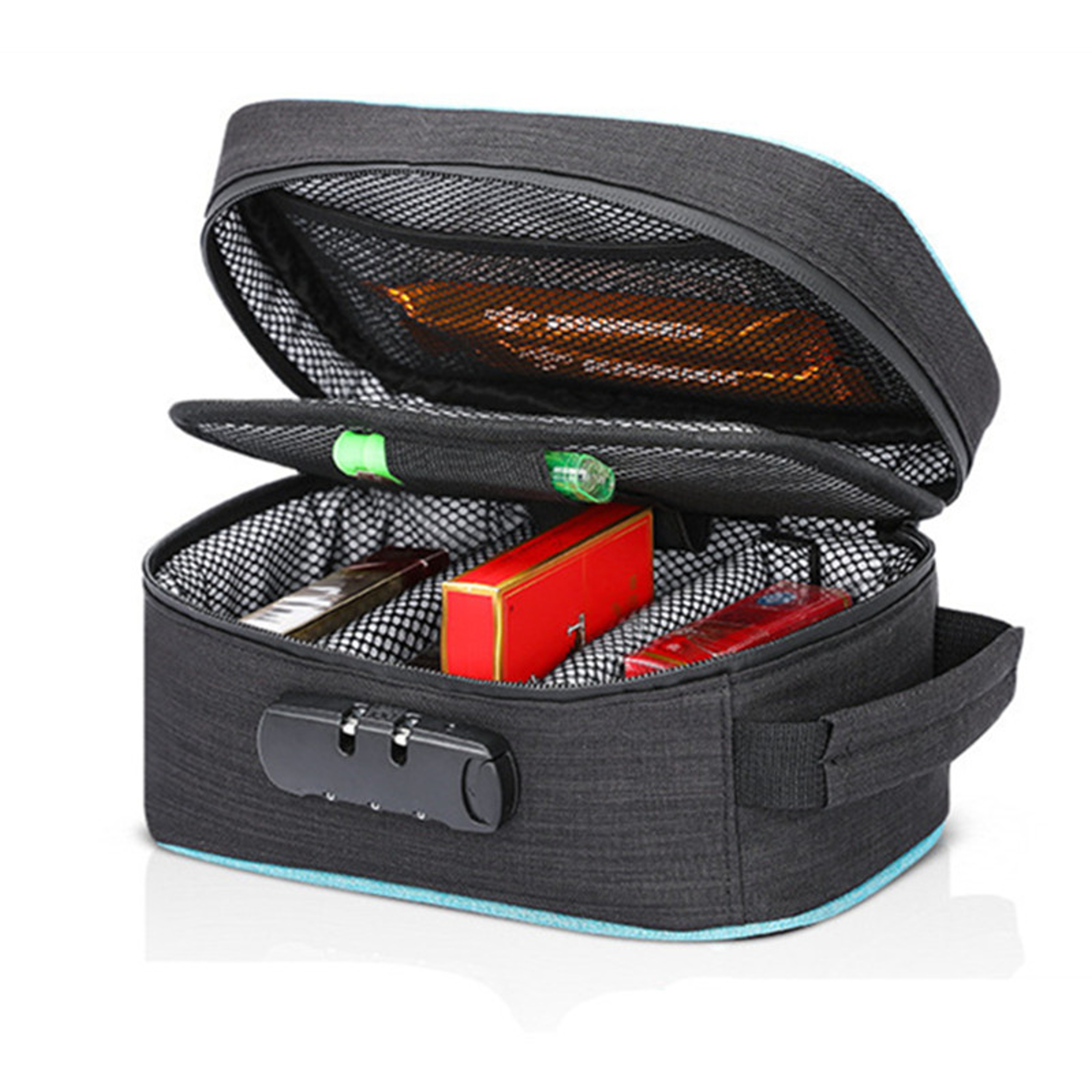 Smell Proof Cigarette Smoking Stash Bag, Combination Lock Container, Tobacco Herbs Storage, Cigar Grinder Travel Box – view 1