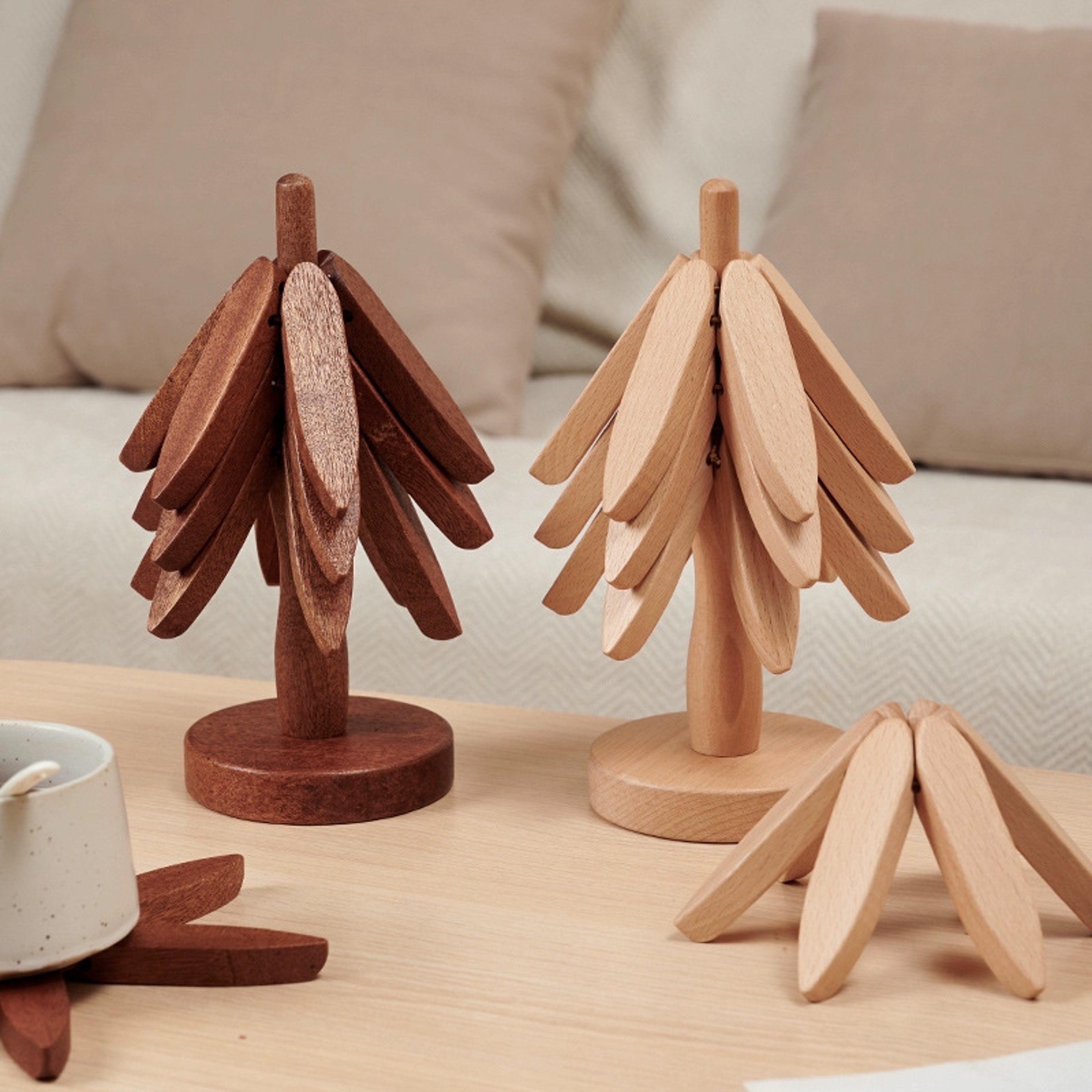 Wooden Tree Design Stand Trivets, Heat Resistant Table Mat Coasters, Decorative Pot Placemats – view 1