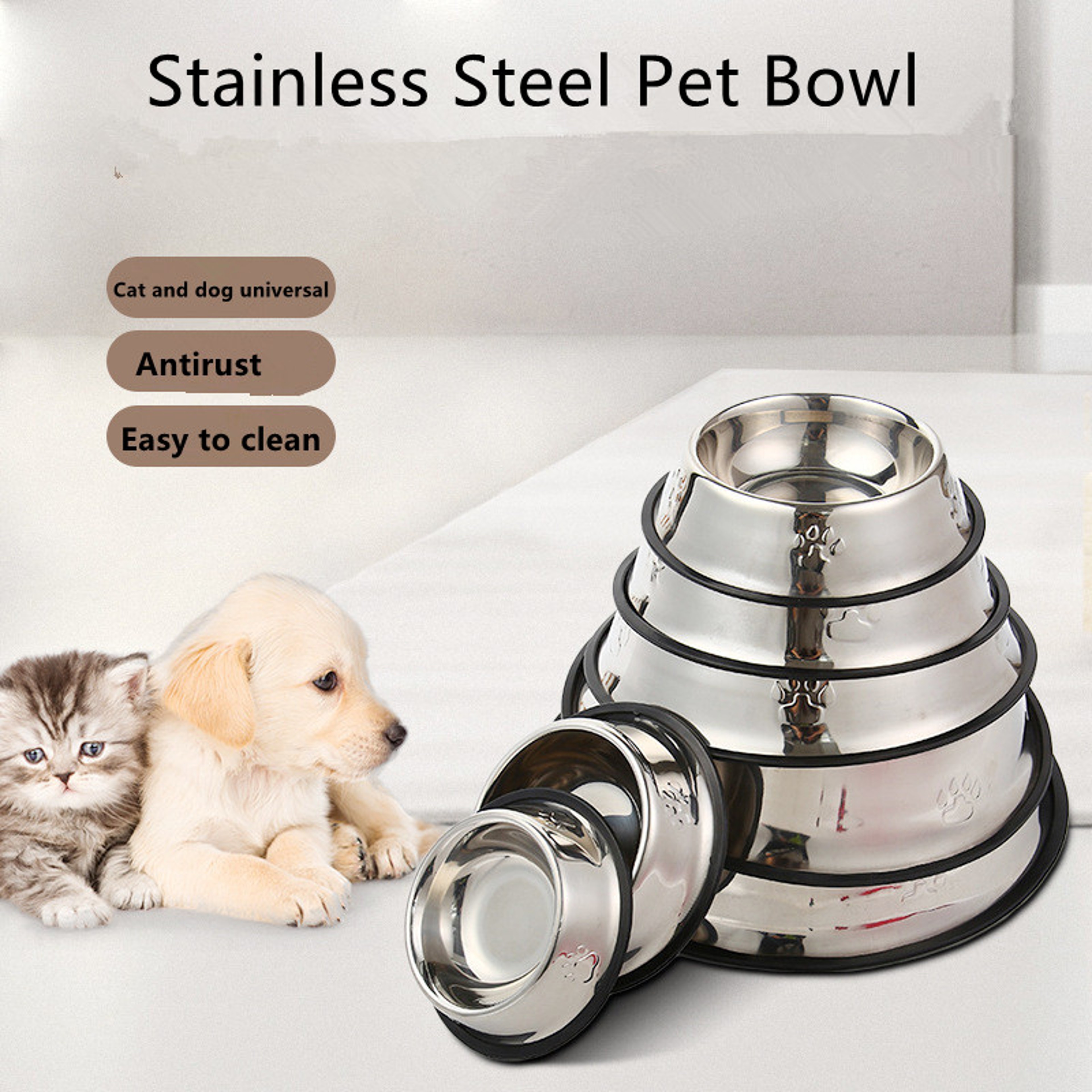 Dog Food Bowl, Stainless Steel Pet Bowl, Multi-Specification Feeding Bowl – view 1