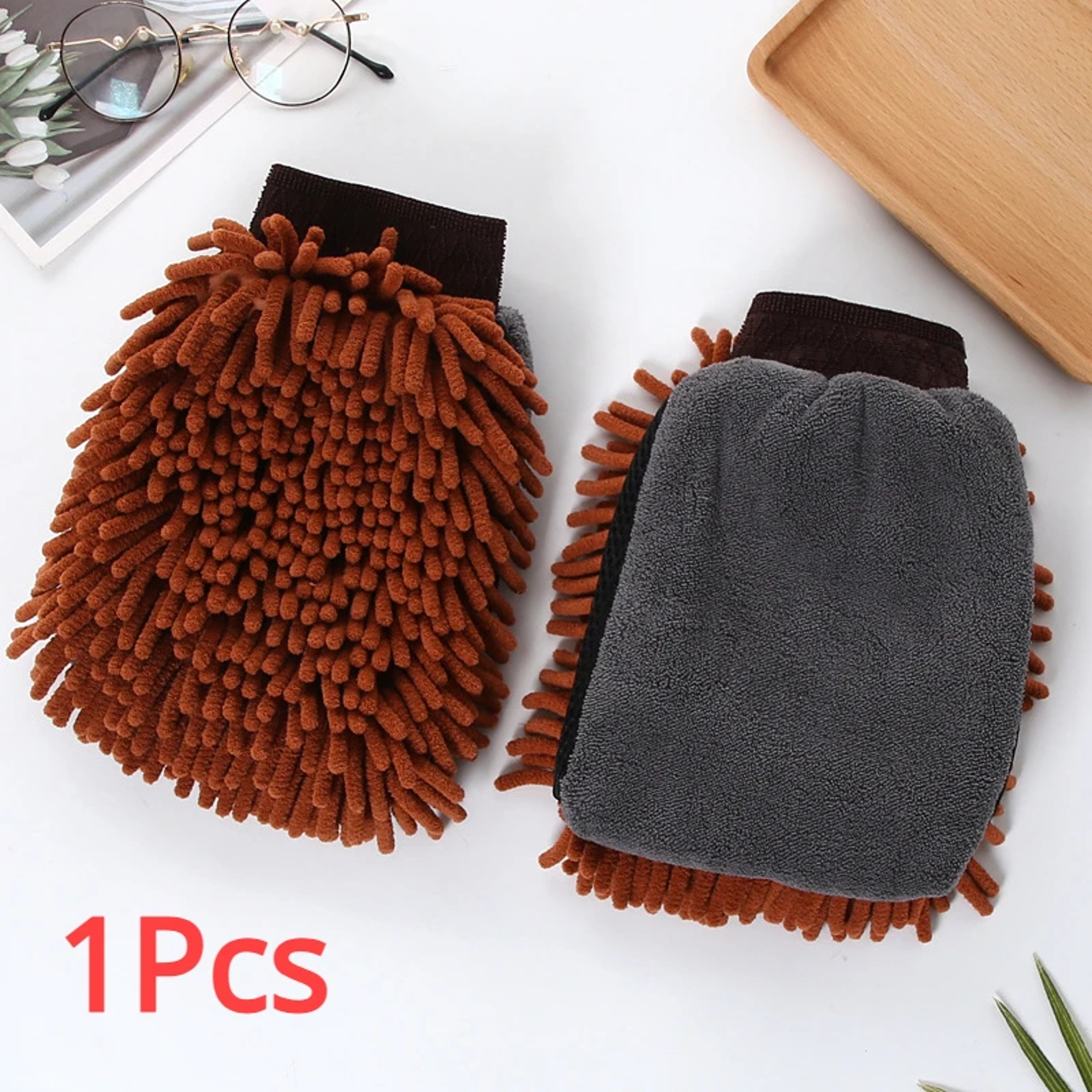 Waterproof Mitt Soft Mesh Back, Microfiber Car Wash Gloves Chenille, Wax Detailing Brush Double Faced Glove Mitt Car – view 11