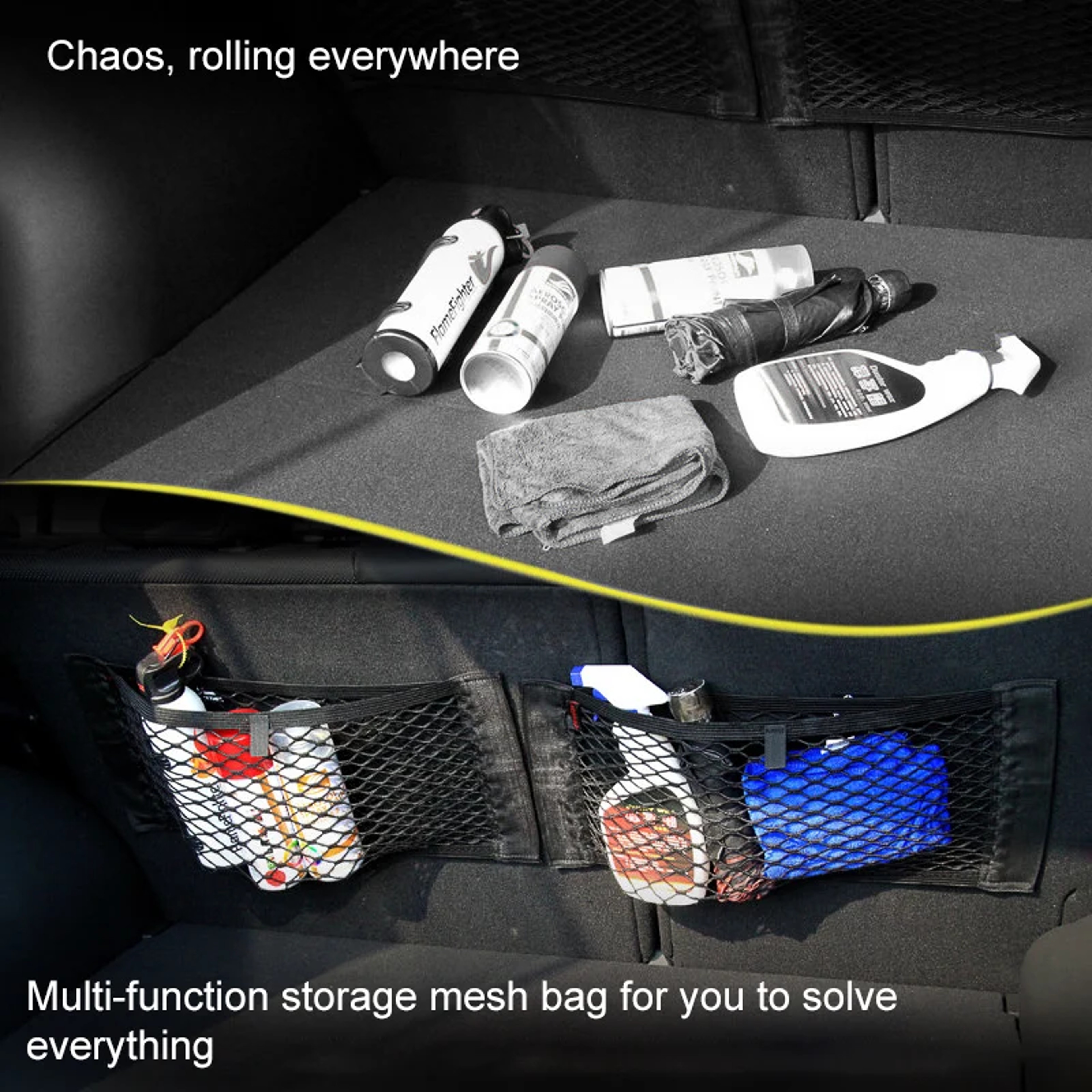 Universal Storage Bag Pocket Cage Auto Organizer Seat Back Bag, Car Back Rear Mesh Trunk Seat Elastic String Net Magic – view 2