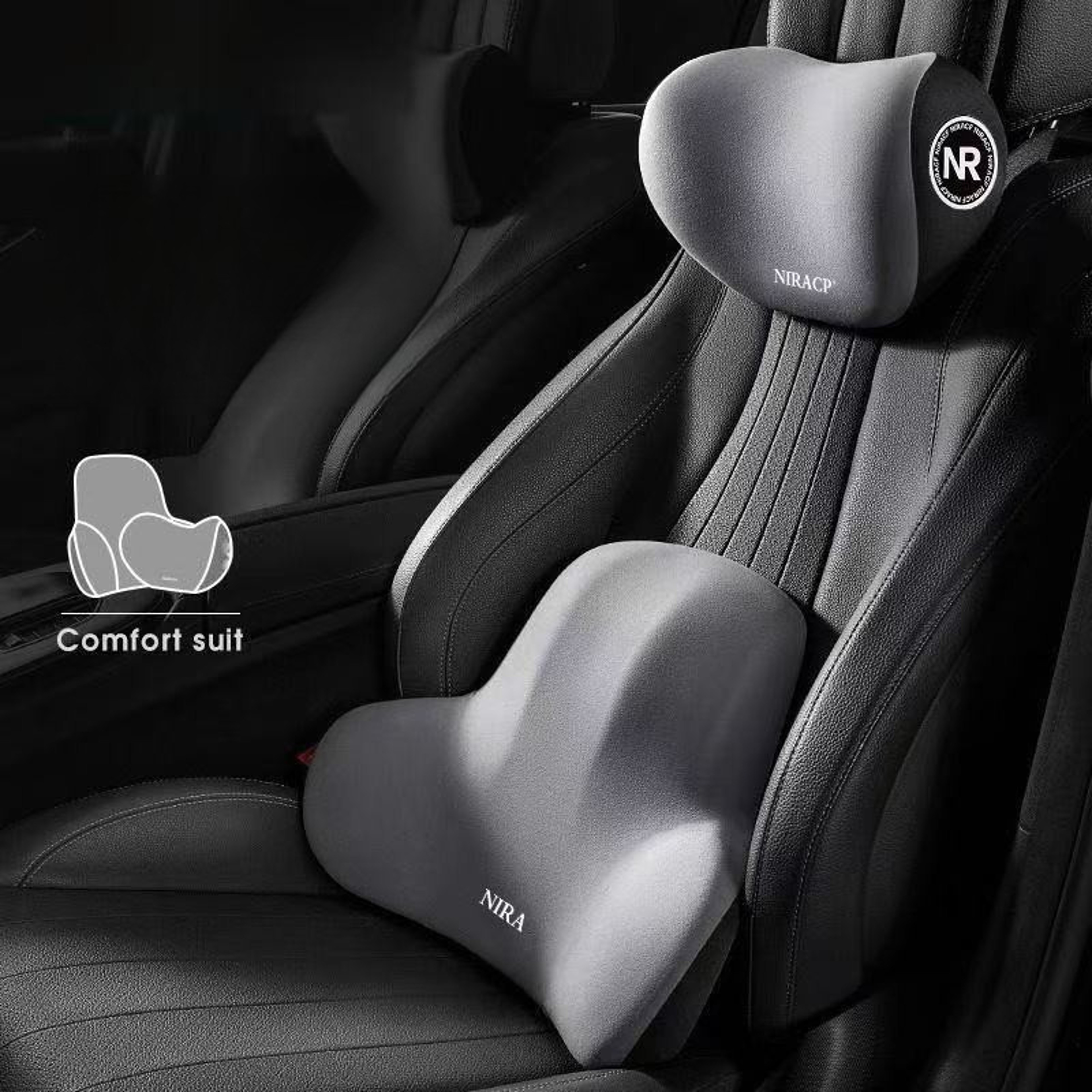 Lumbar Cushion Car Support, Protection Lumbar Backrest, Car Memory Foam Neck Pillow, Headrest Cushion Comfort – view 3