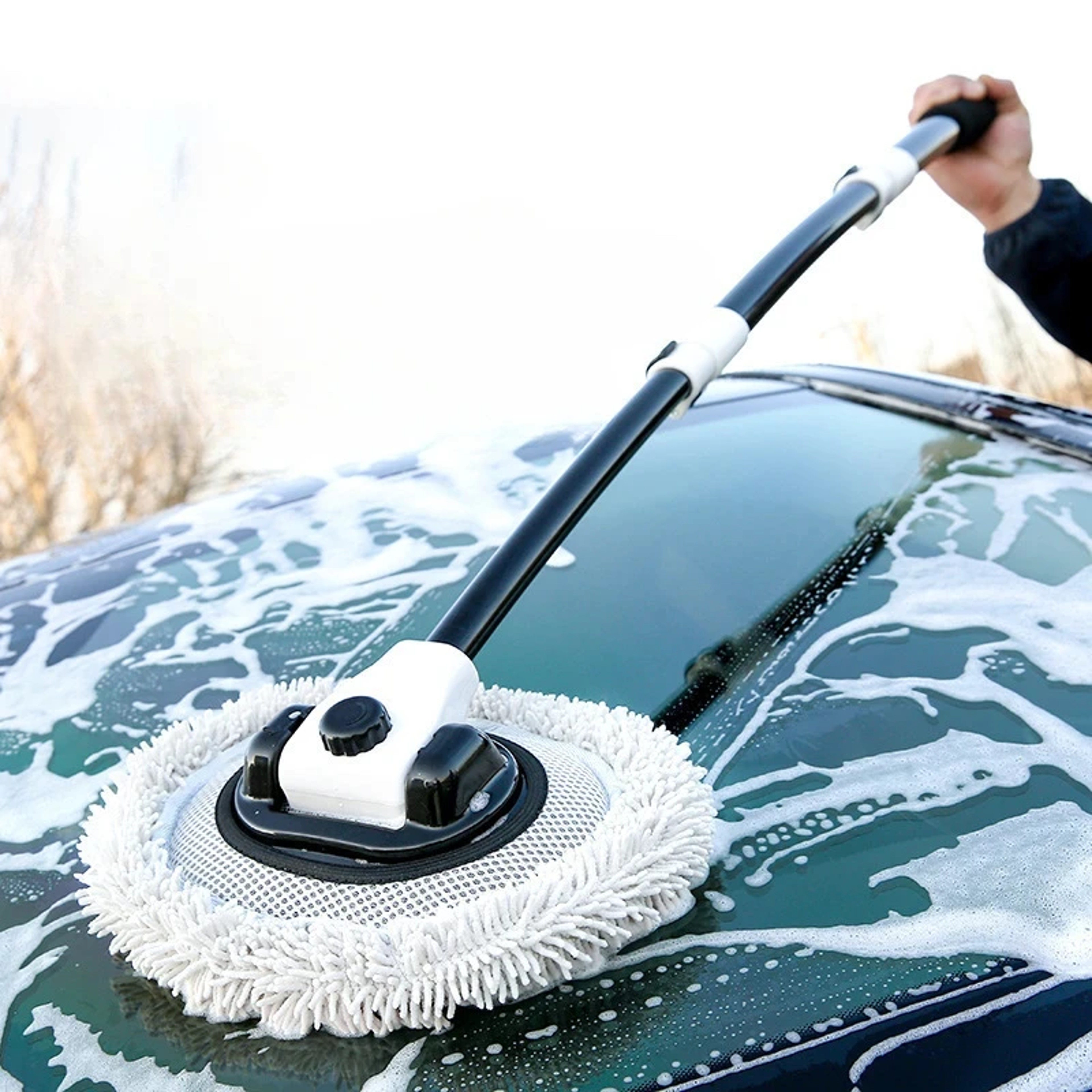 Car Cleaning Brush, Car Wash Brush, Telescoping Long Handle Mop, Soft Hair Chenille Broom, Universal Window – view 1