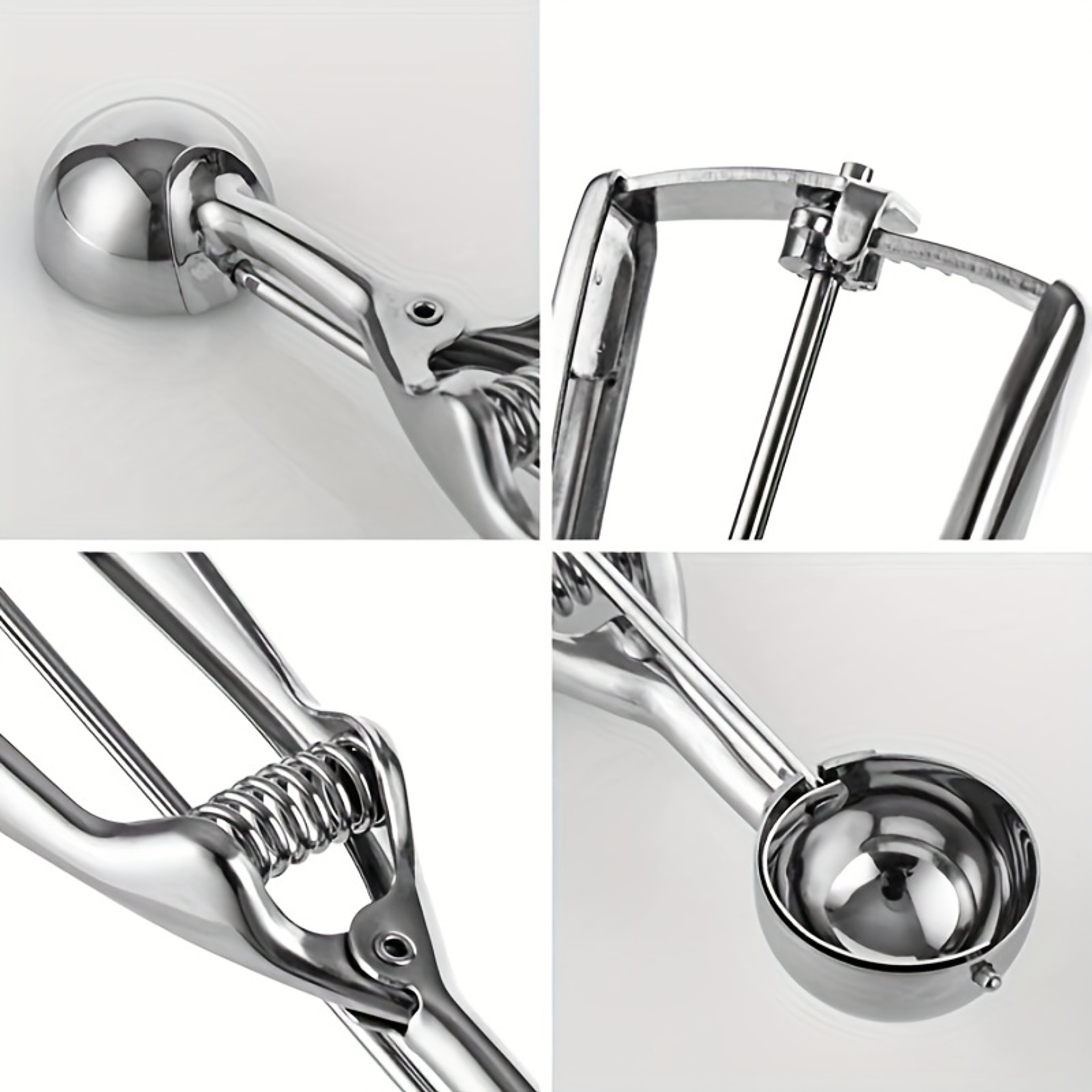 Kitchen Tools Ice Cream Spoon, Spring Handle Stainless Steel Scoop, Home Accessories Mash Potato Watermelon Ball – view 3