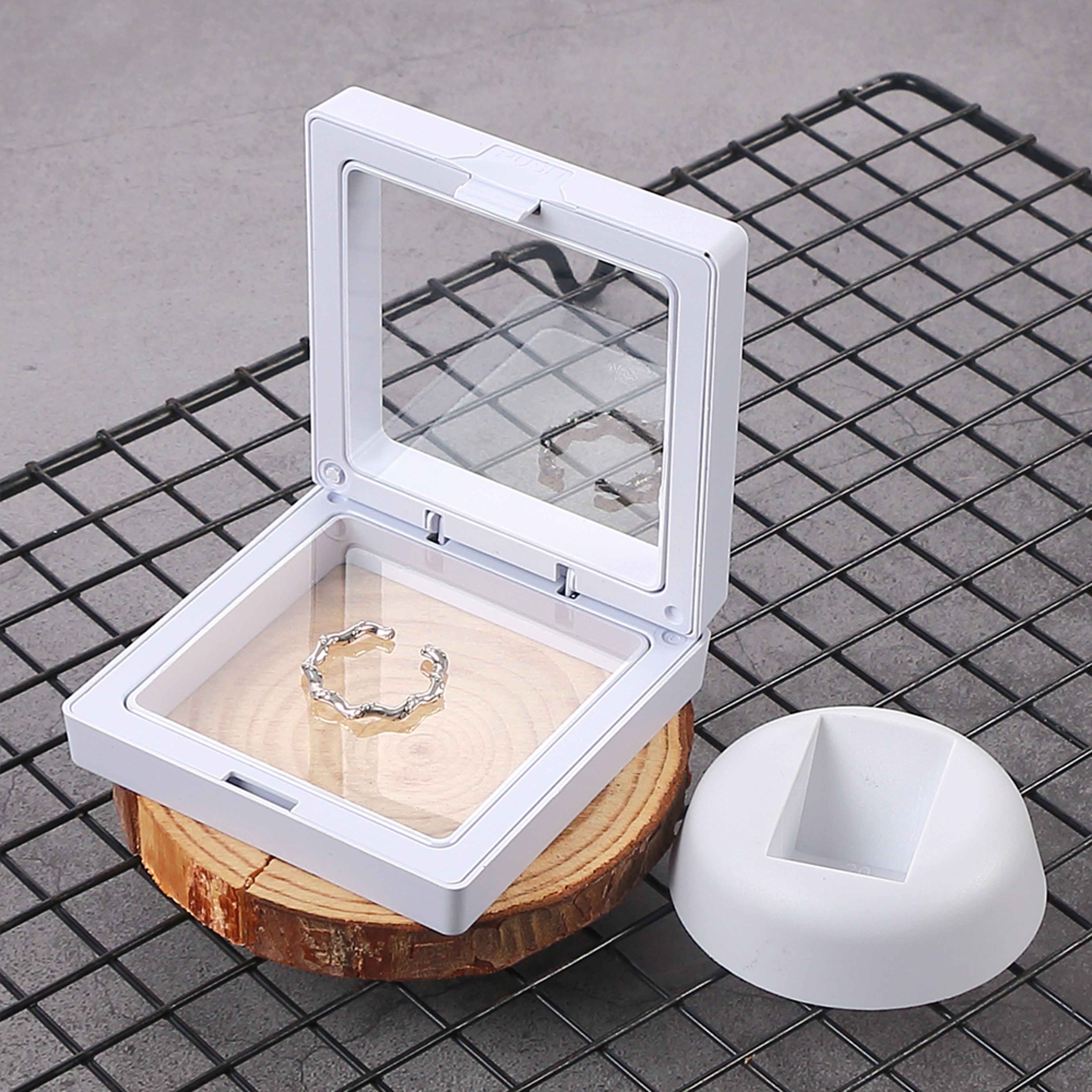 Ring Necklace Frame Floating Jewelry Display Stand Earring Box Holder For Coins 4