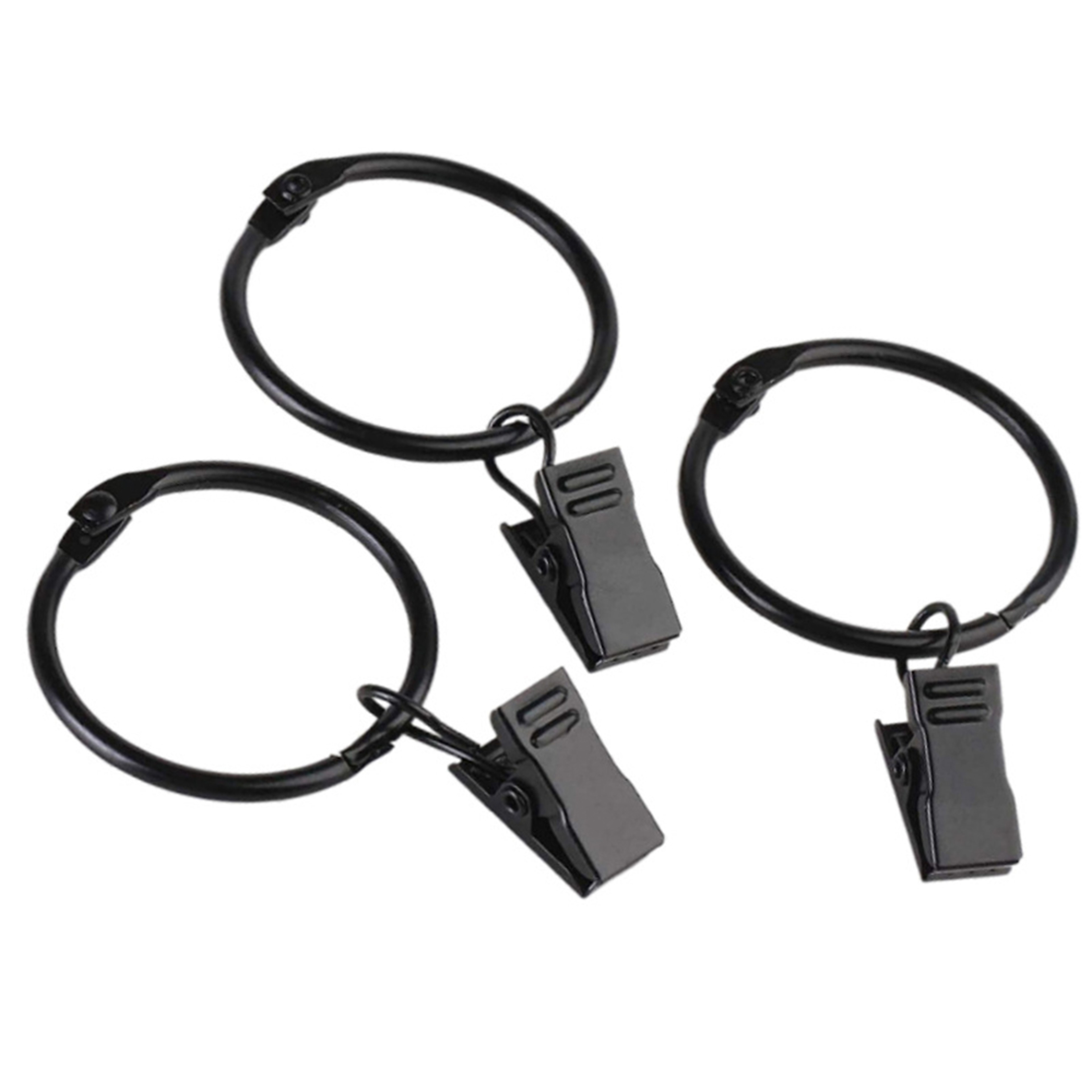 Black Curtain Hooks Hangers, Metal Curtain Rings with Clips, Drapery Clips – view 6