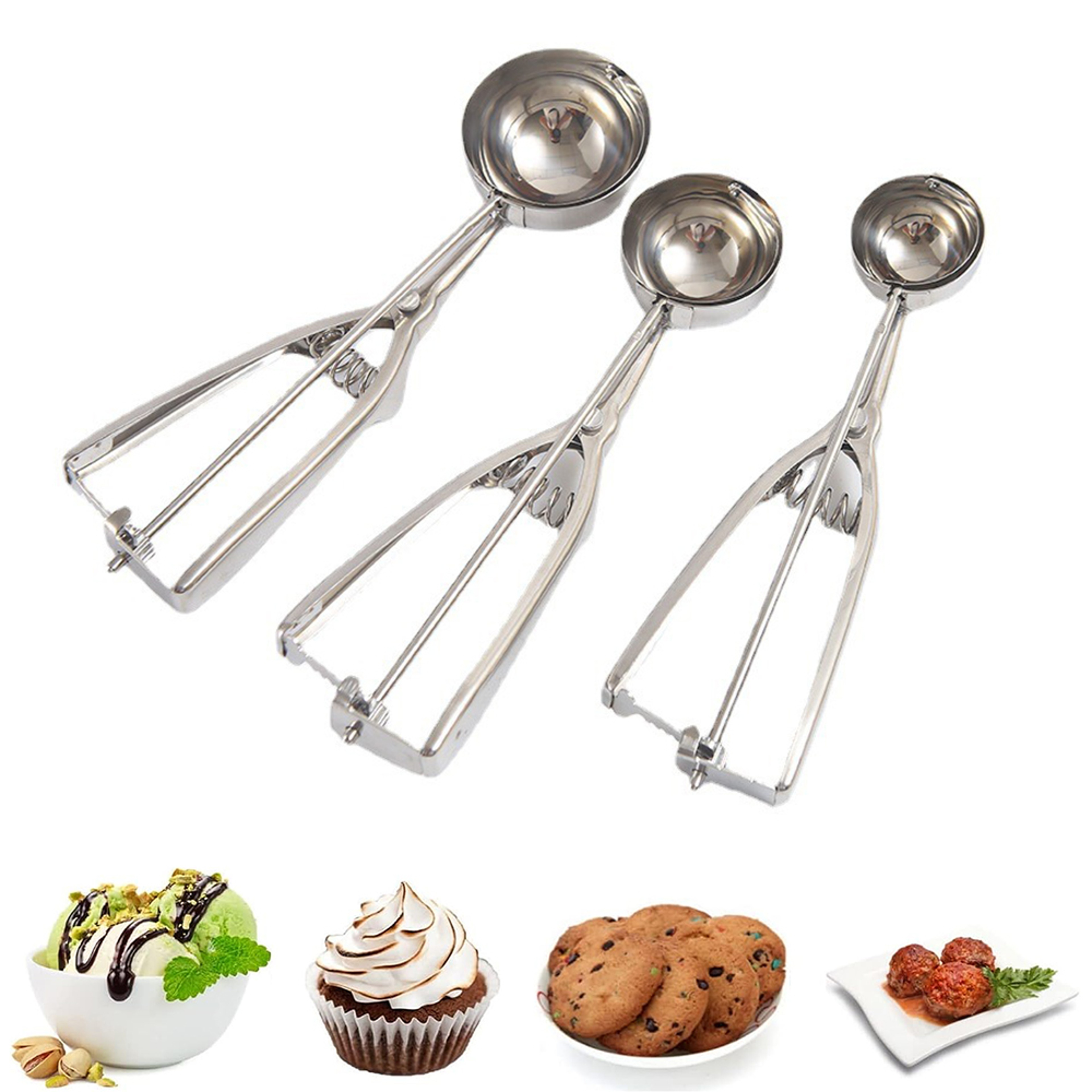 Stainless Steel Cookie Scoop with Trigger, Ice Cream Scoop for Fruit, Baking, Cupcake Dough – view 1