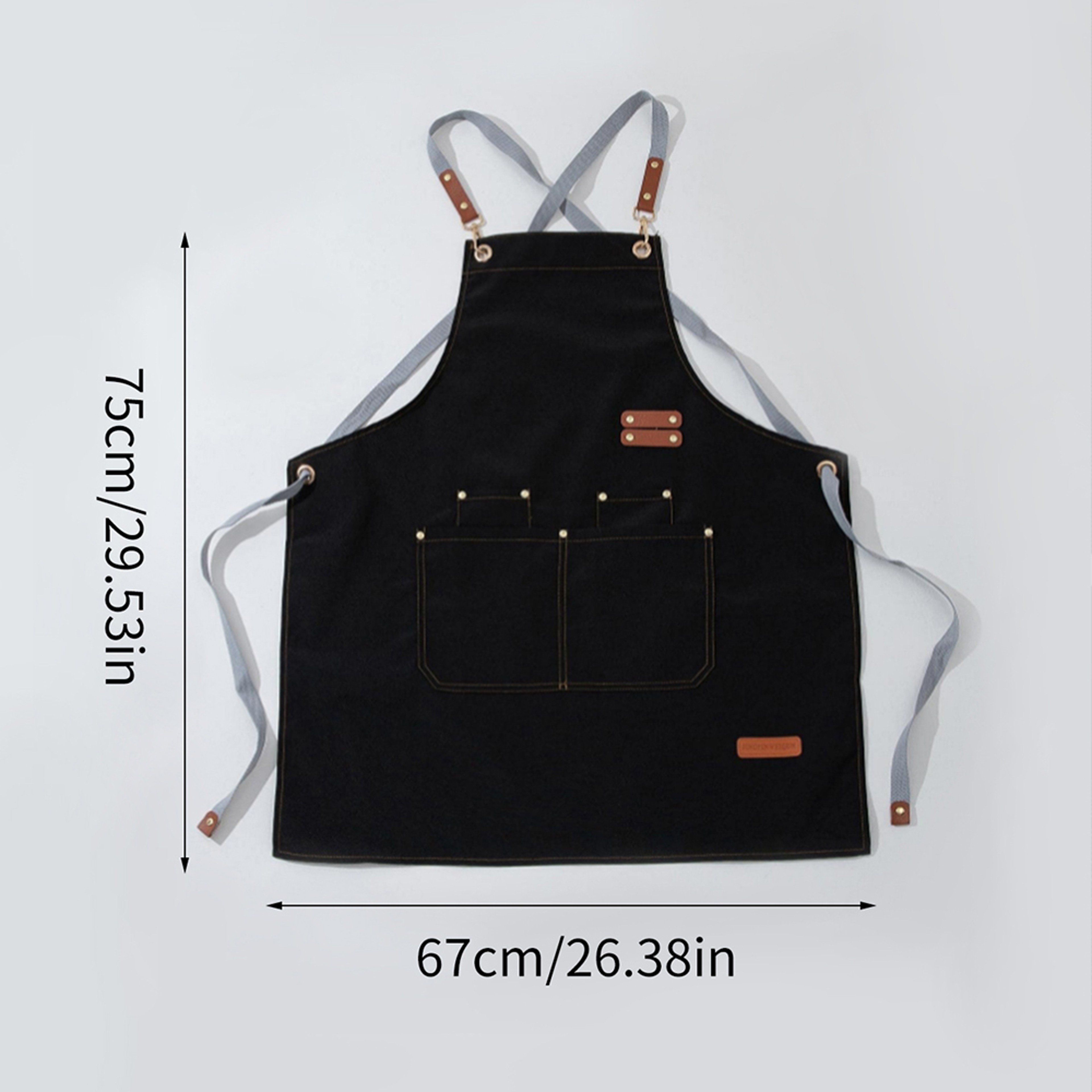 Oil-proof Waterproof Kitchen Apron, Large Pockets for Restaurant, Coffee Bar, or Waiter Work Uniform for Women and Men – view 6