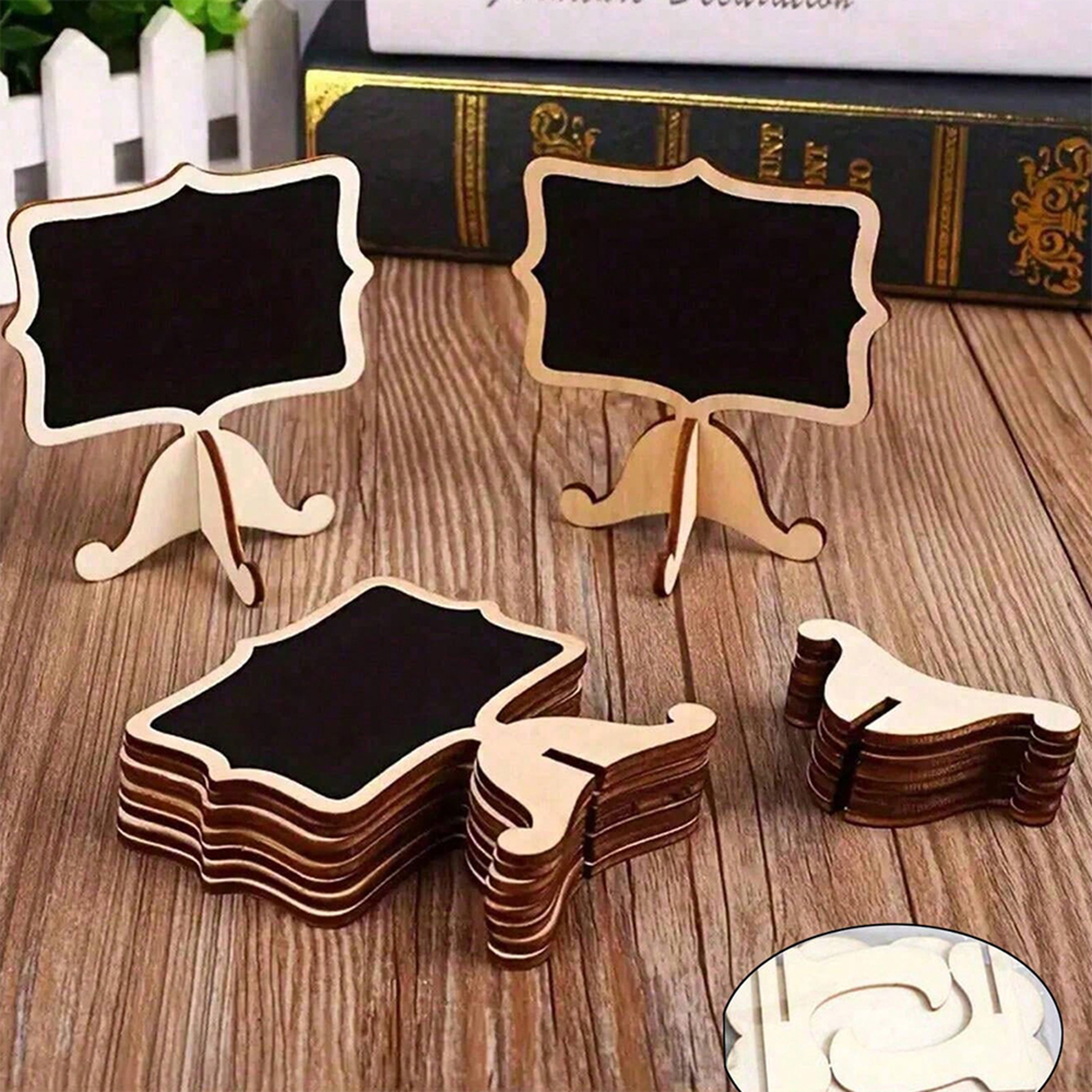 Wooden Chalkboards for Weddings, Mini Chalkboard Signs With Easel, Birthday Message Labels – view 1