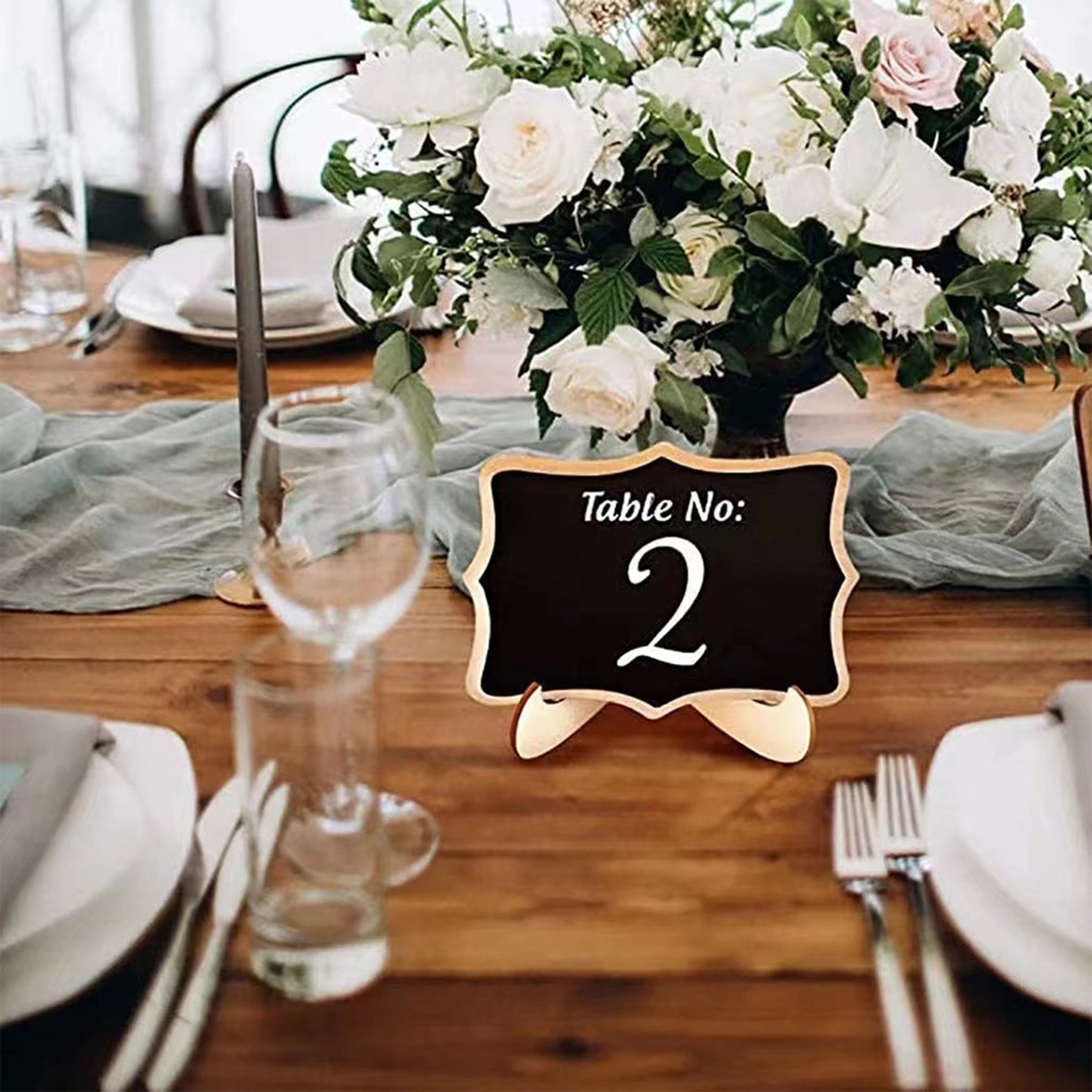 Wooden Chalkboards for Weddings, Mini Chalkboard Signs With Easel, Birthday Message Labels – view 2