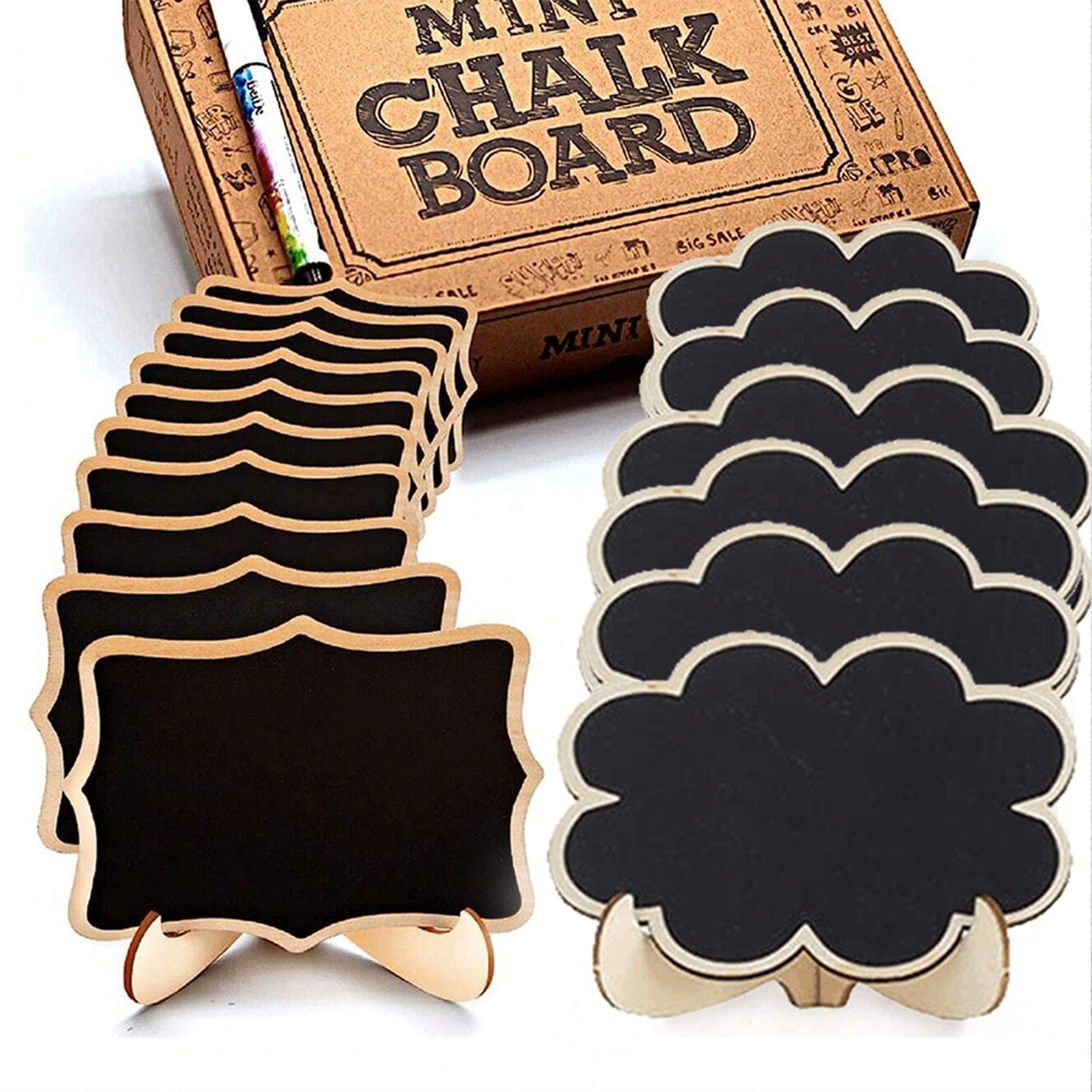 Wooden Chalkboards for Weddings, Mini Chalkboard Signs With Easel, Birthday Message Labels – view 6