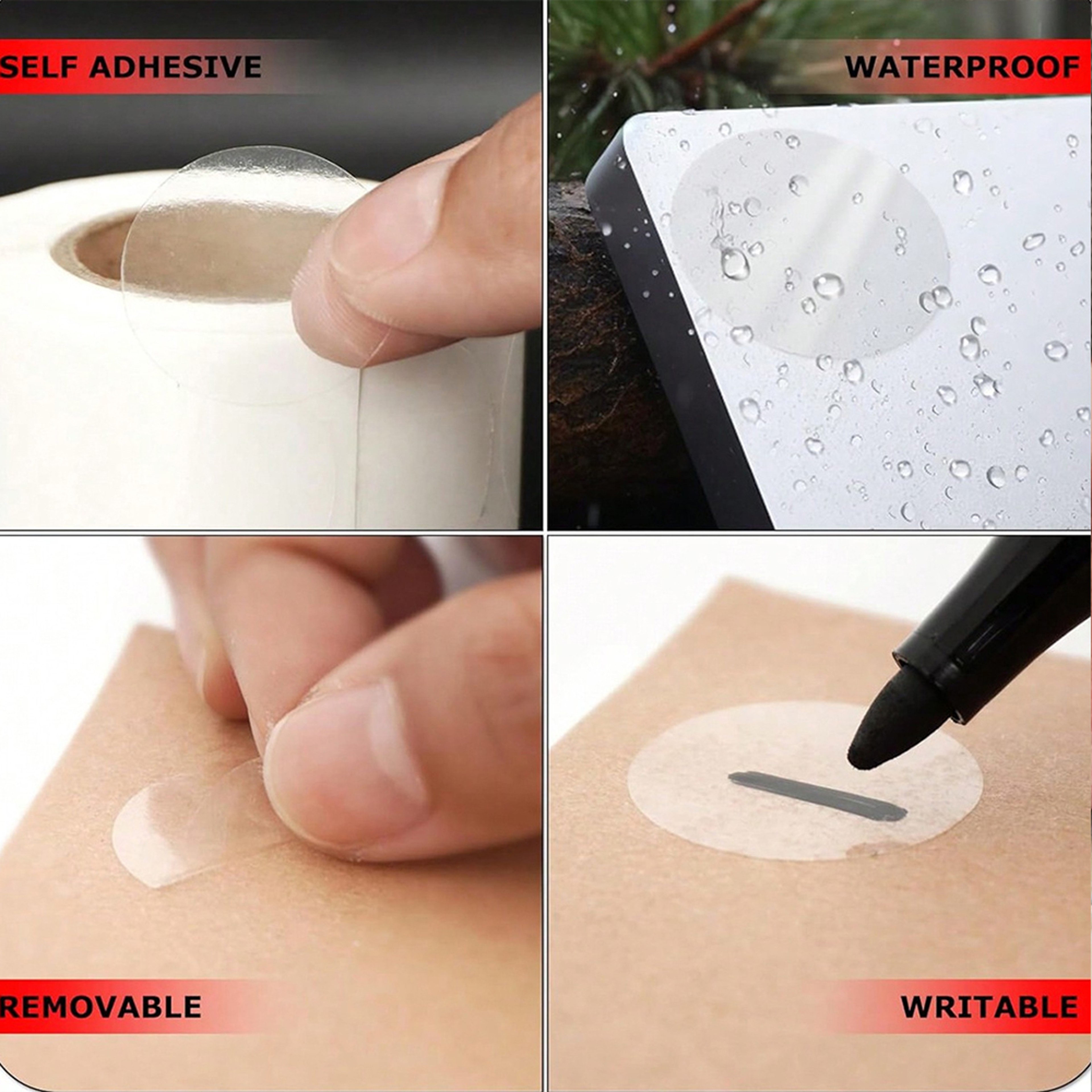 Self Adhesive Round Dot Sealing Stickers, Transparent Gift Packaging Envelope Sealer Labels for Retail Use – view 6