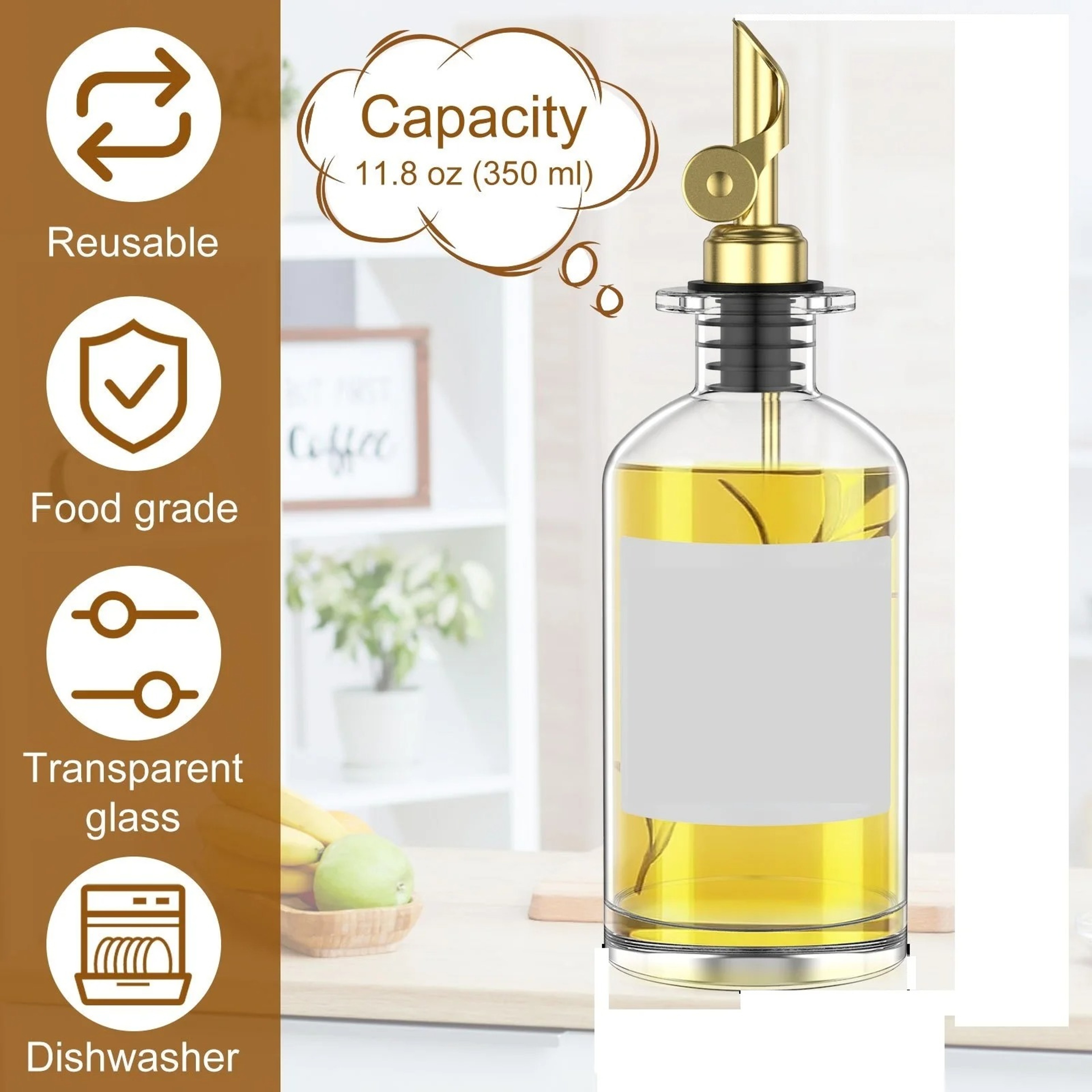 Bottle Seasoning Bottle, Glass Olive Oil Dispenser, Vinegar Bottle Condiment, Kitchen Stuff Container Kitchen Gadgets – view 5