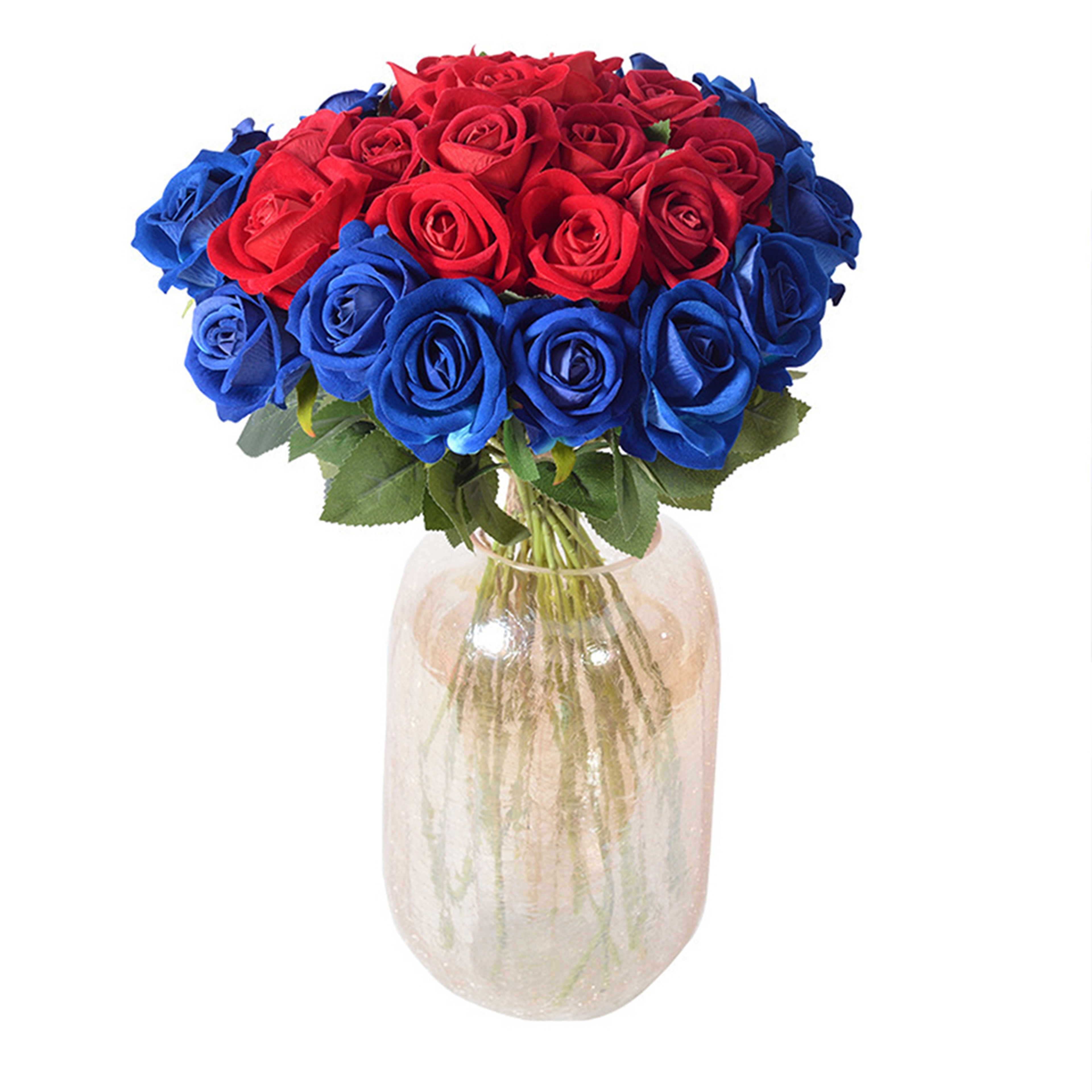 Realistic Velvet Artificial Blue Rose Bouquet, Faux Fake Flowers for Weddings, Home Decor Party Table Decor – view 4