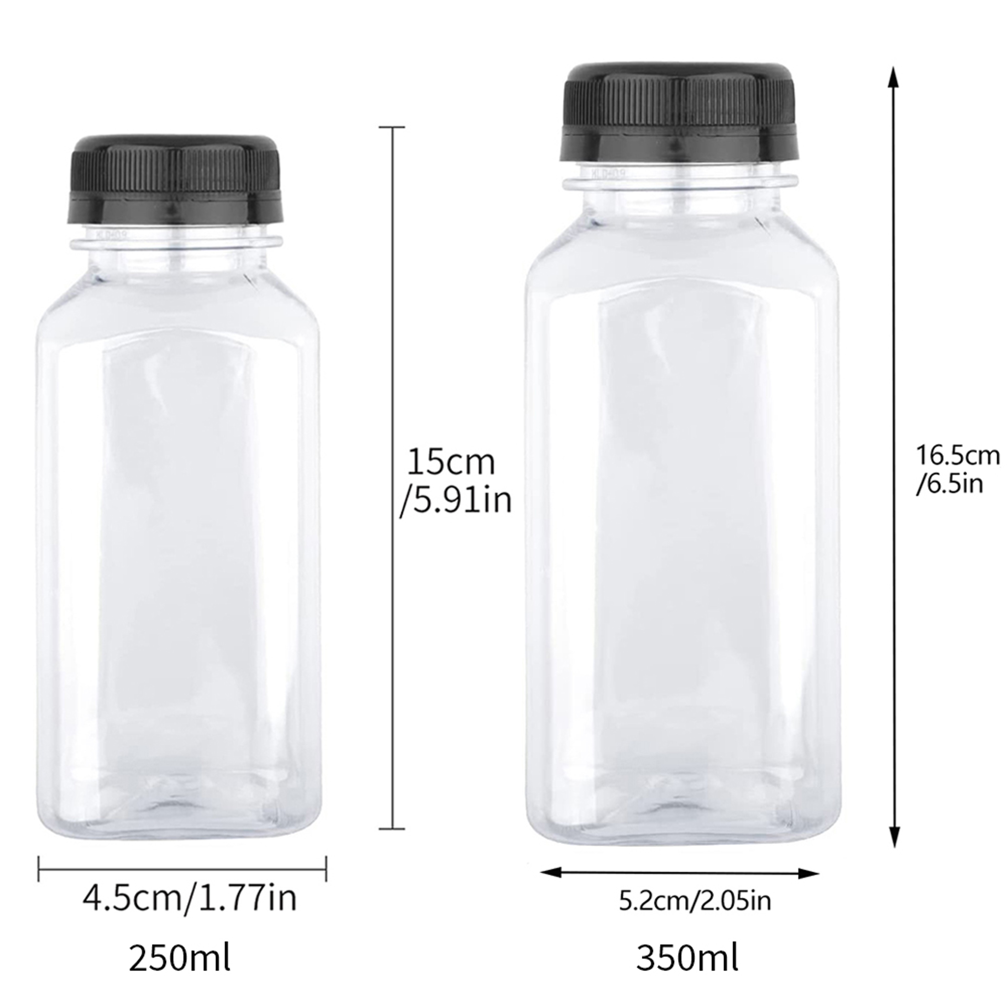 Empty Plastic Juice Bottle with Caps for Smoothies and Juicing Drinks – view 3