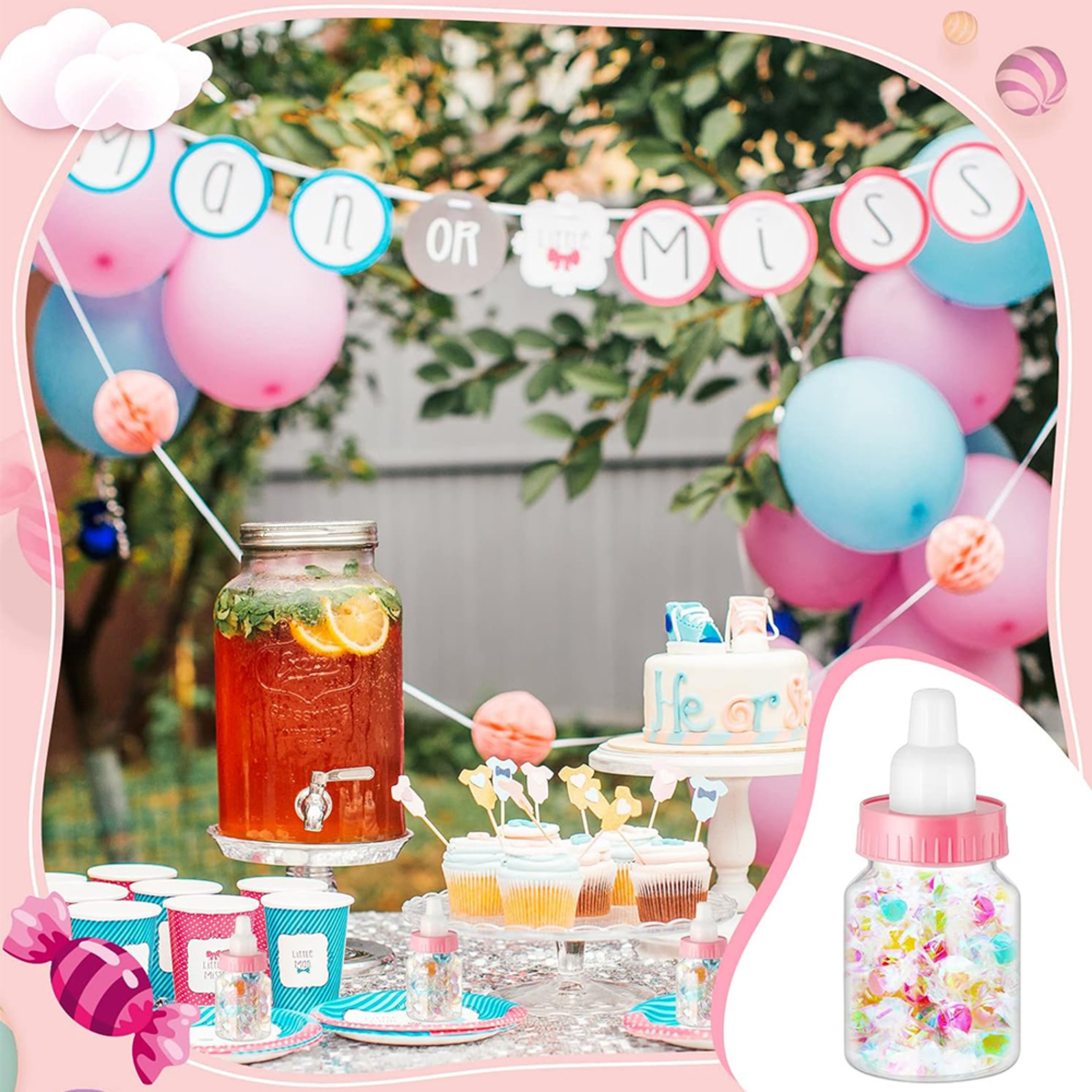 Plastic Candy Bottle Baby Shower Favor, Mini Feeding Bottle for Birthday Baby Bottle Gift Decor – view 5