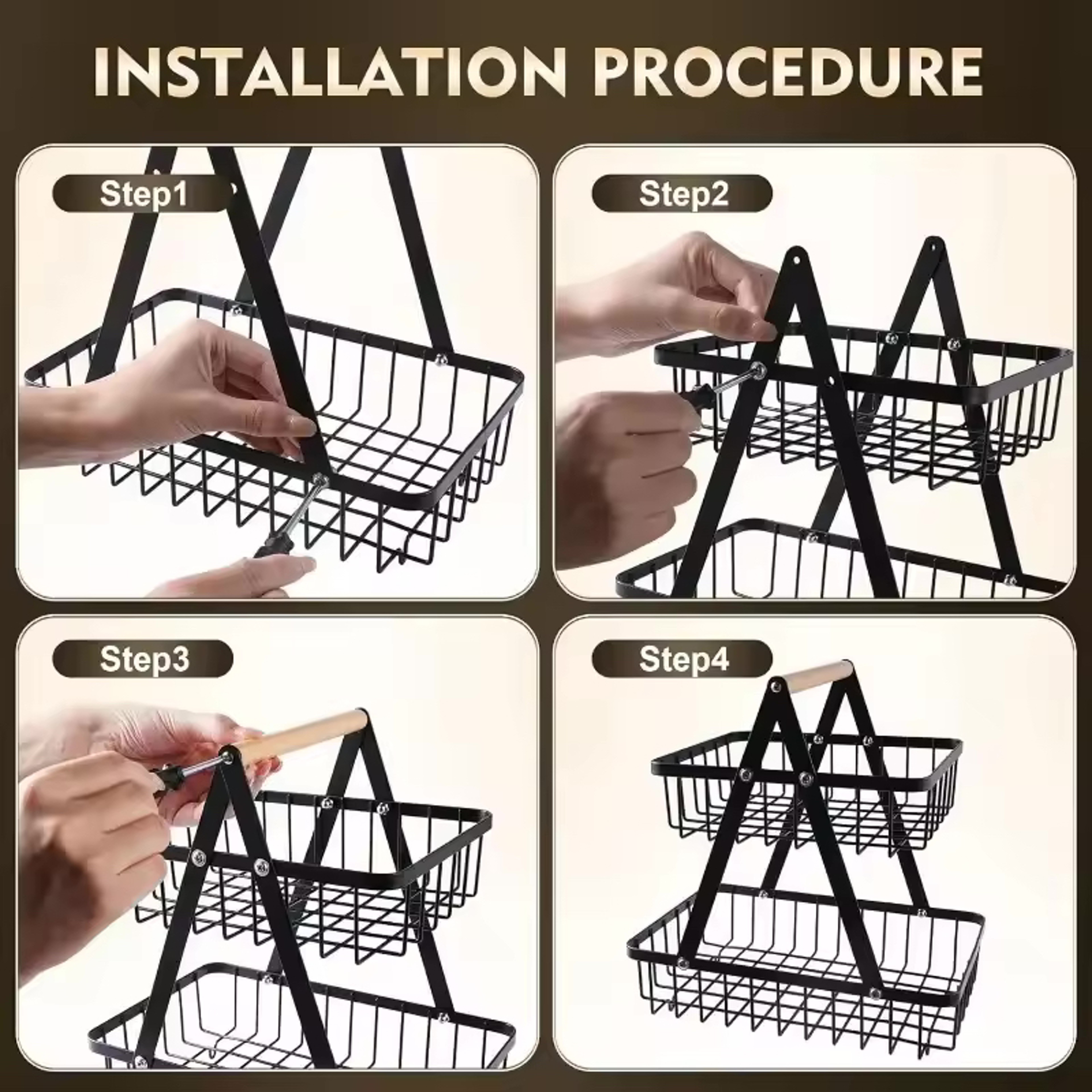 Multifunctional Fruit Basket New Portable Iron Kitchen Storage Rack Multilayer Snack Storage Shelf 3