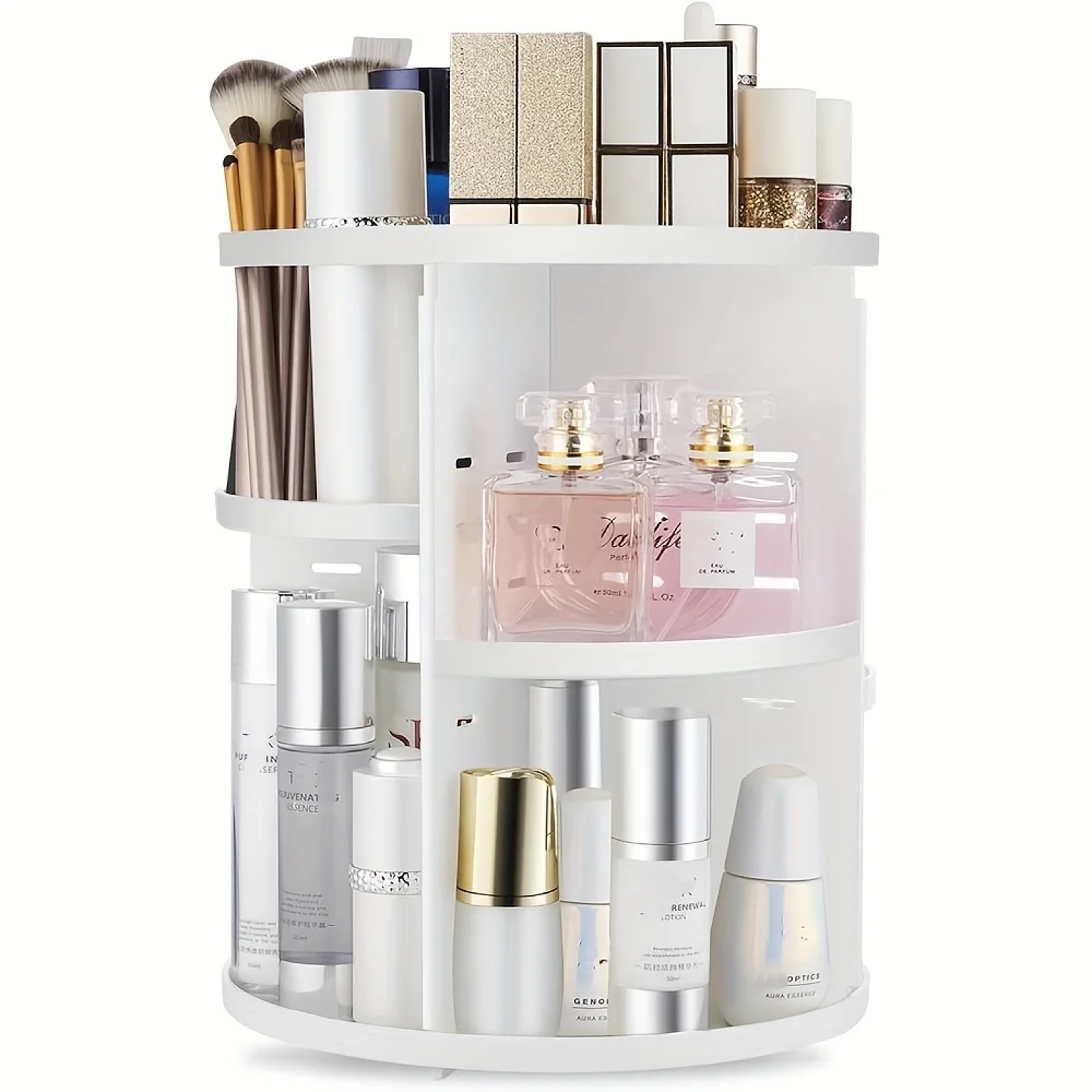 Spinning Countertop Holder Clear Makeup Organizer With Rotation Bathroom Cosmetics Storage 4