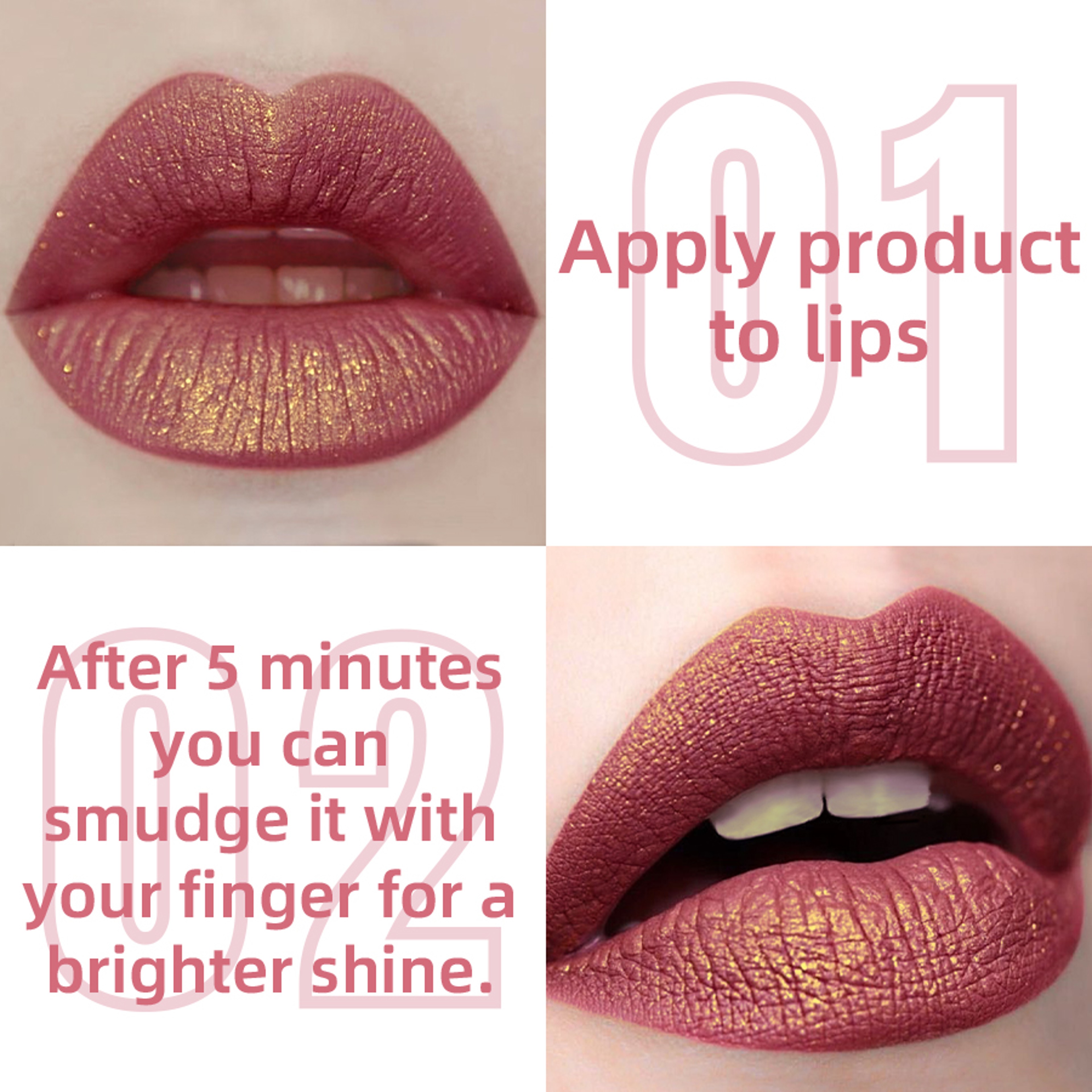 Shiny Long Lasting Lip Gloss Waterproof Liquid Lipstick Glitter Metallic Lip Oil 1