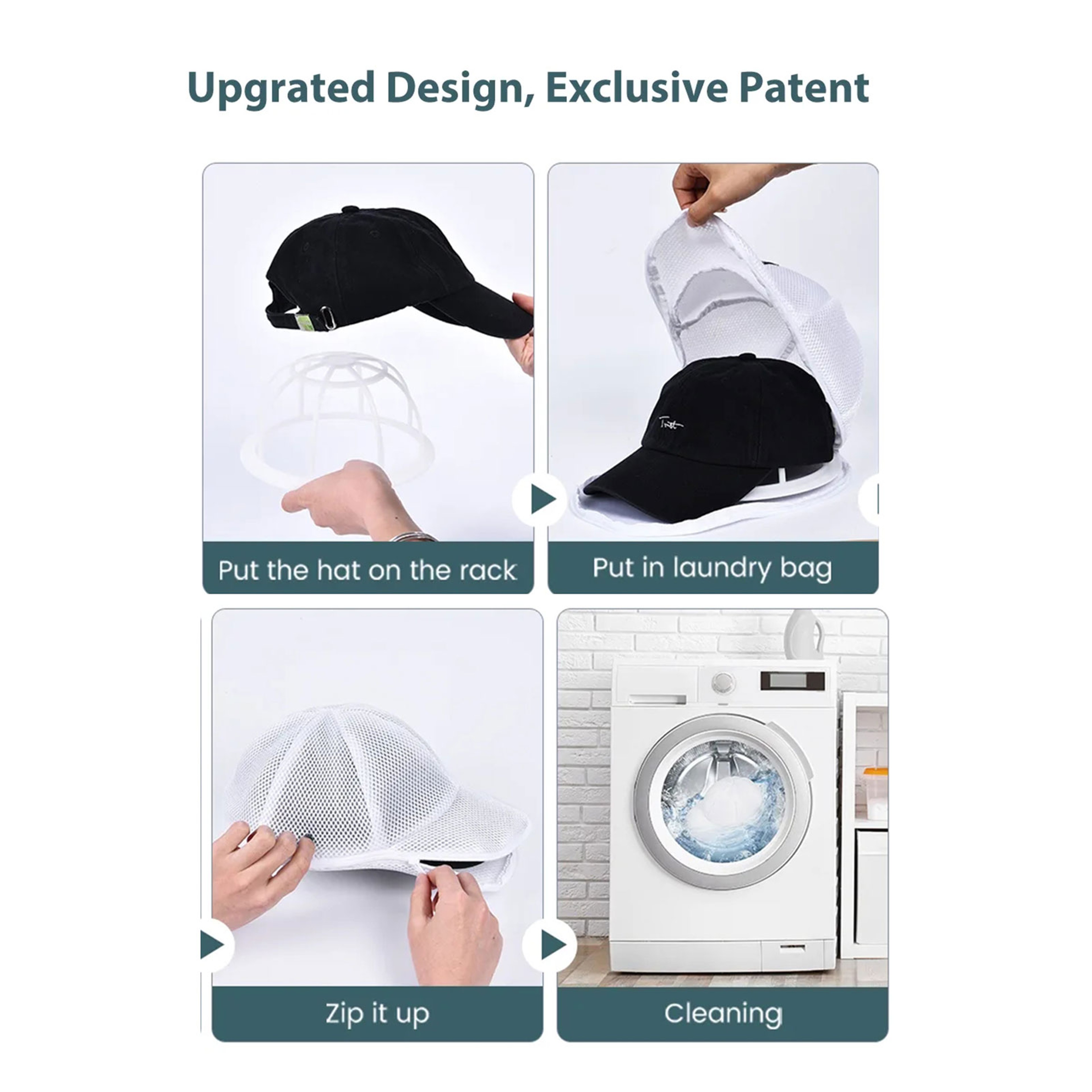 Multifunctional Baseball Cap Washer, Hat Cleaning Kit with Laundry Bag – view 3