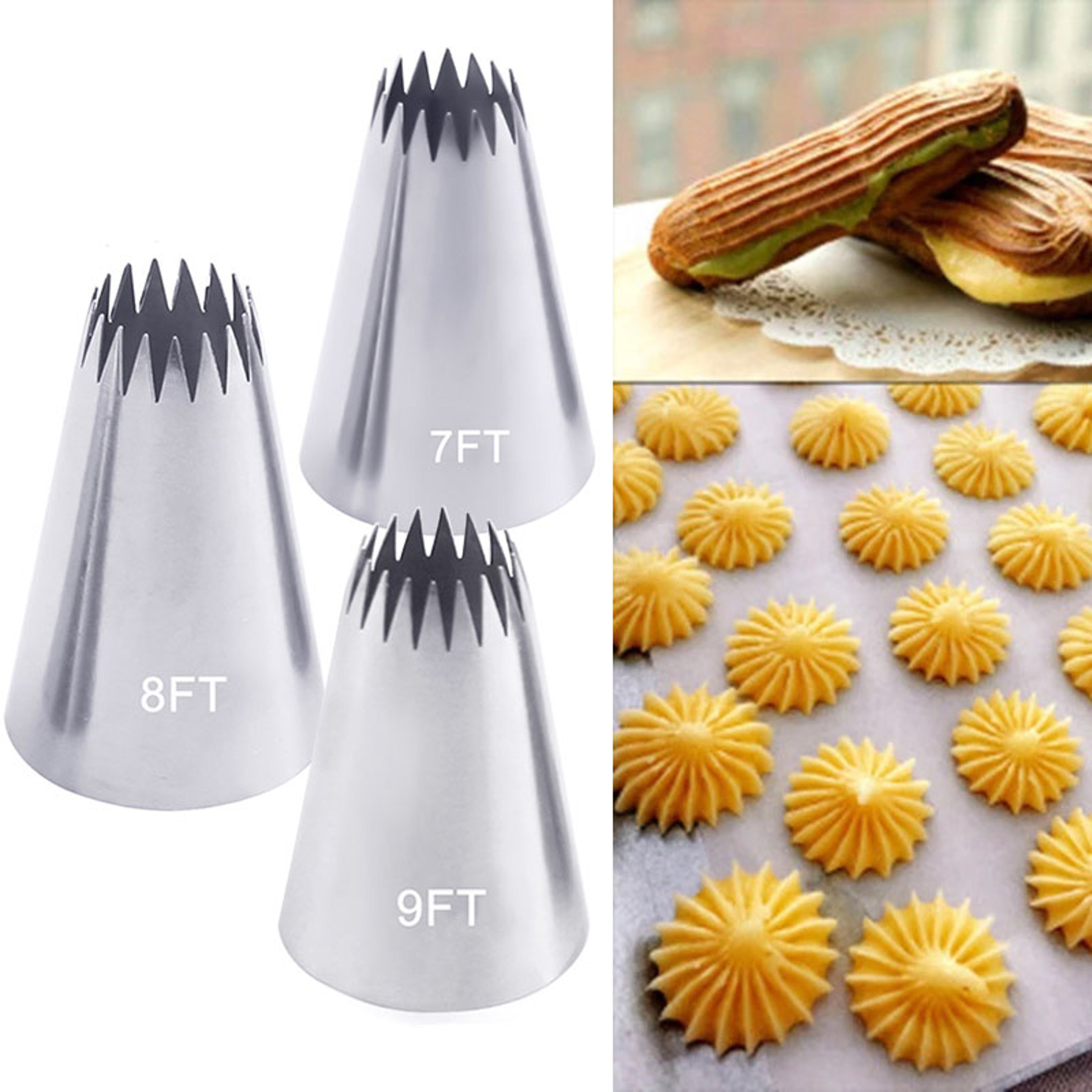 Russian Open Star Piping Nozzles, Cake Decorating Tips Set, Icing Pastry Nozzles for Cupcakes & Cookies – view 1