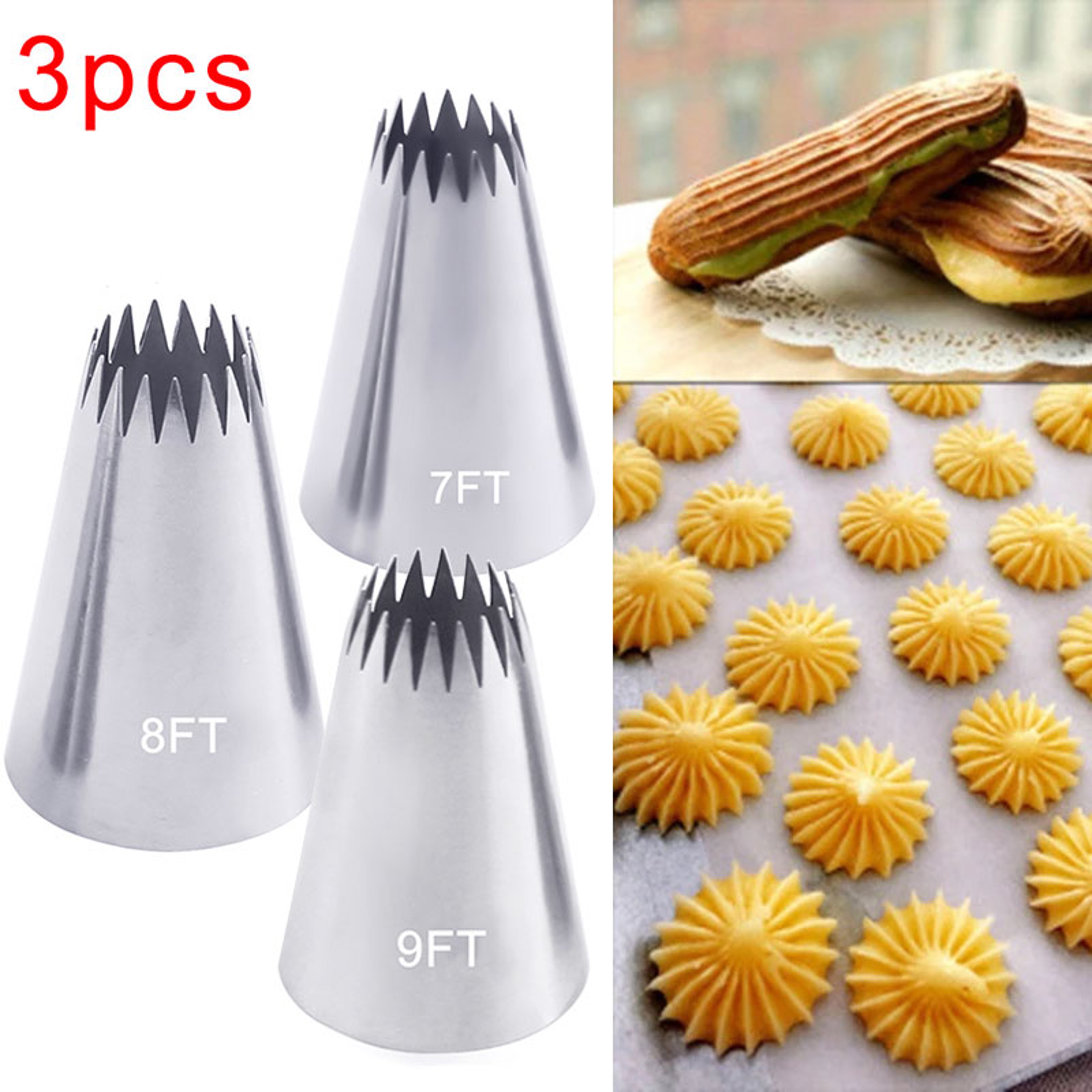 Russian Open Star Piping Nozzles, Cake Decorating Tips Set, Icing Pastry Nozzles for Cupcakes & Cookies – view 9