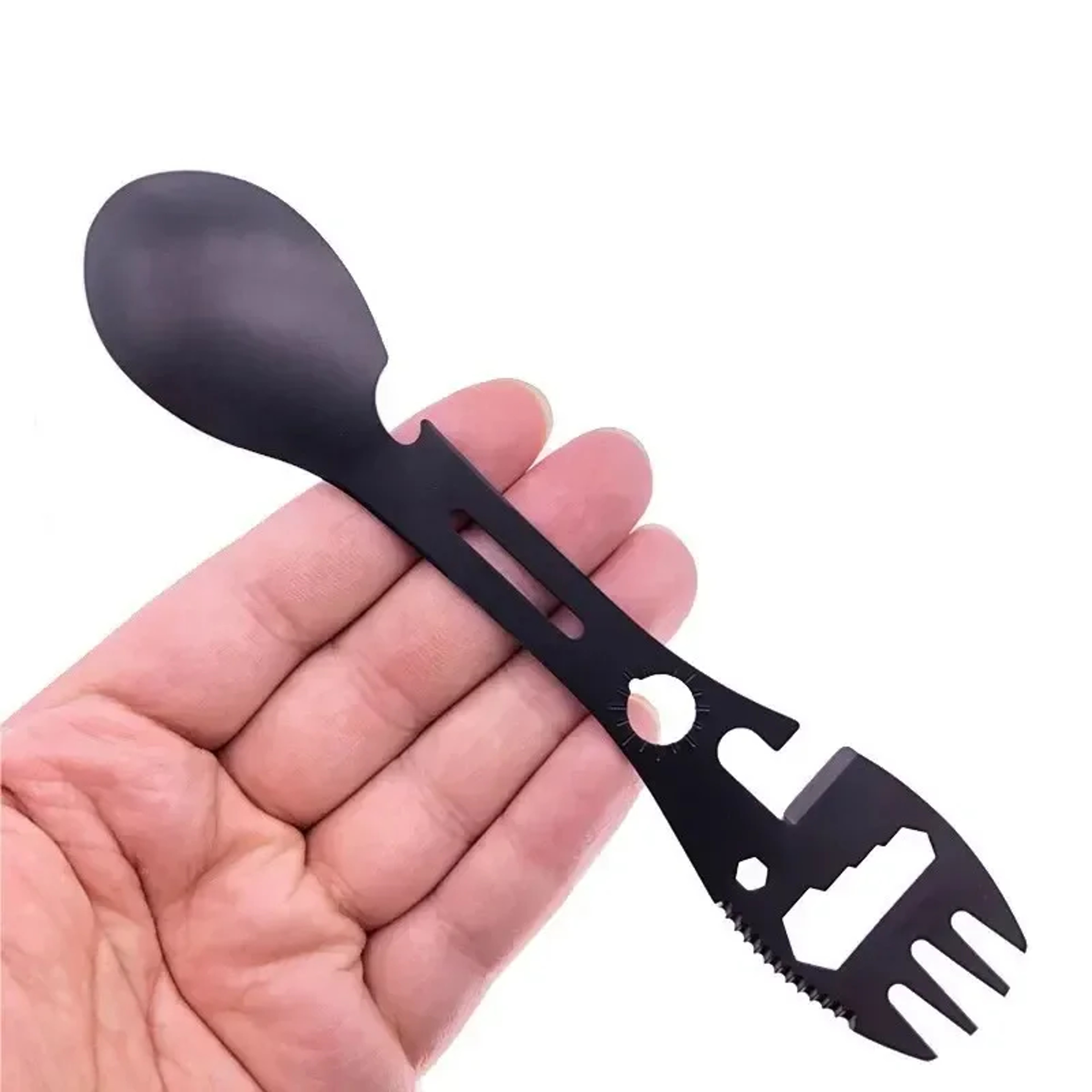 Stainless Steel Camping Utensils Set, Outdoor Survival Gear, Travel Cutlery with Fork Spoon Opener for Hiking Tableware – view 2