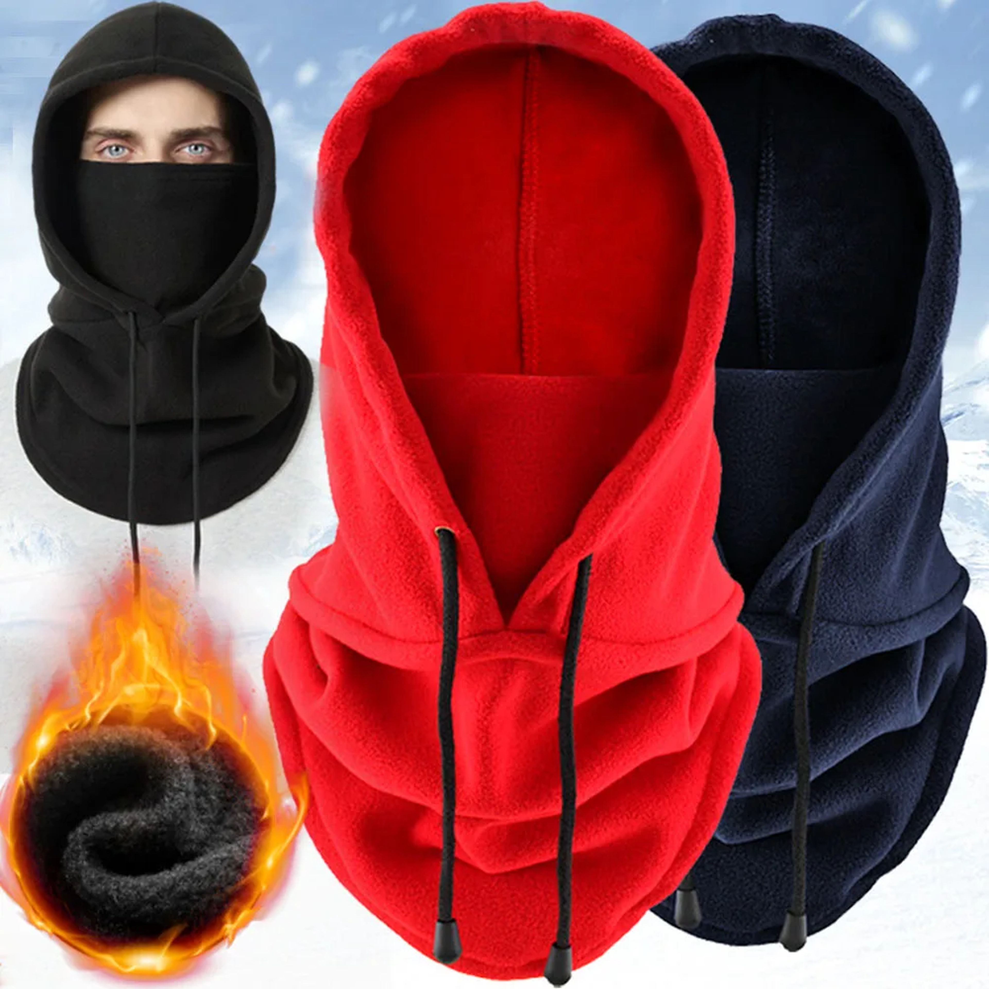 Cold Warm Skiing Sport Winter Thermal Fleece Hat Hooded Windproof Cycling Face Mask For Men And Wom 2
