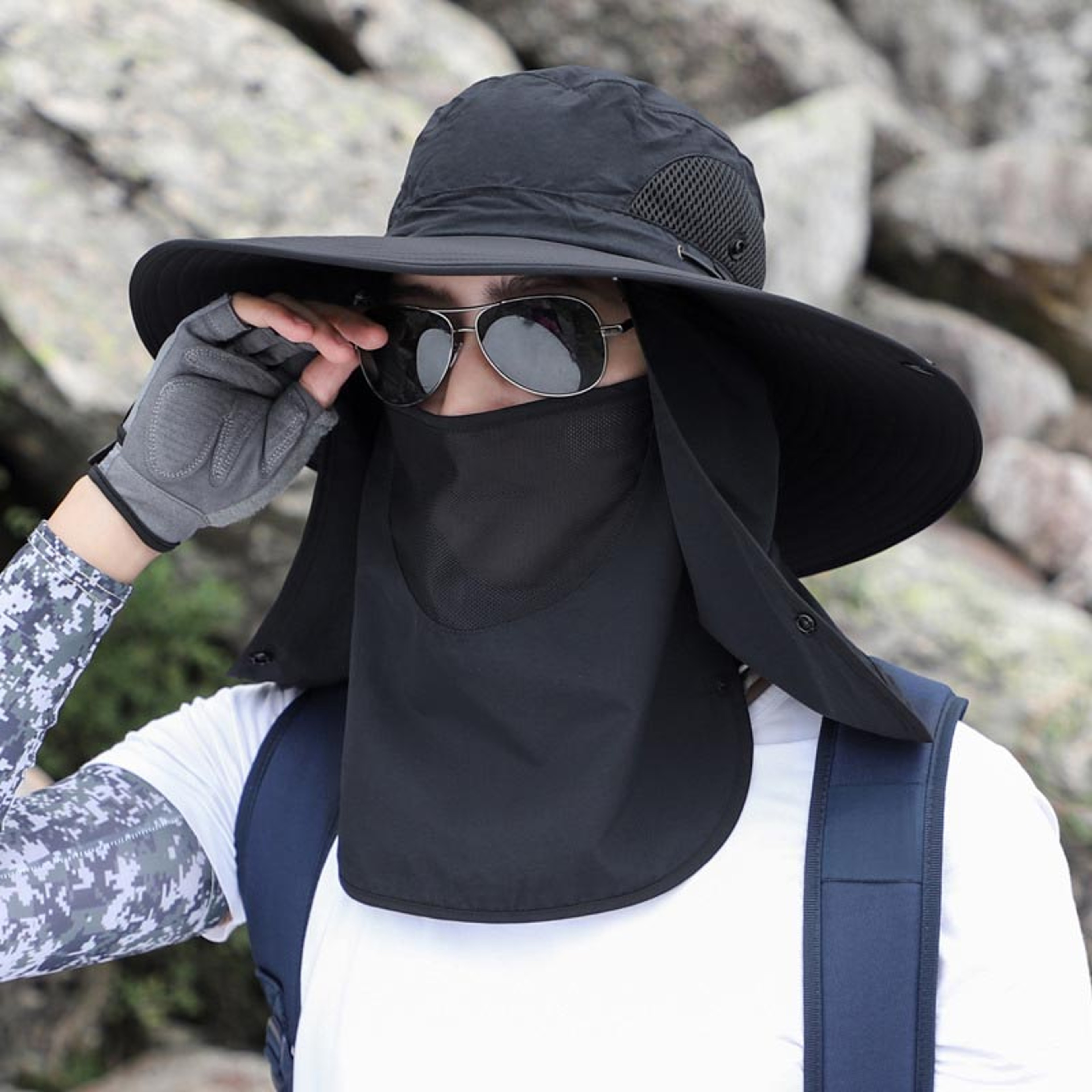 Breathable Sunshade Outdoor Fishing Hat Foldable Adjustable Cap For Men And Women Hiking  Camping P 1