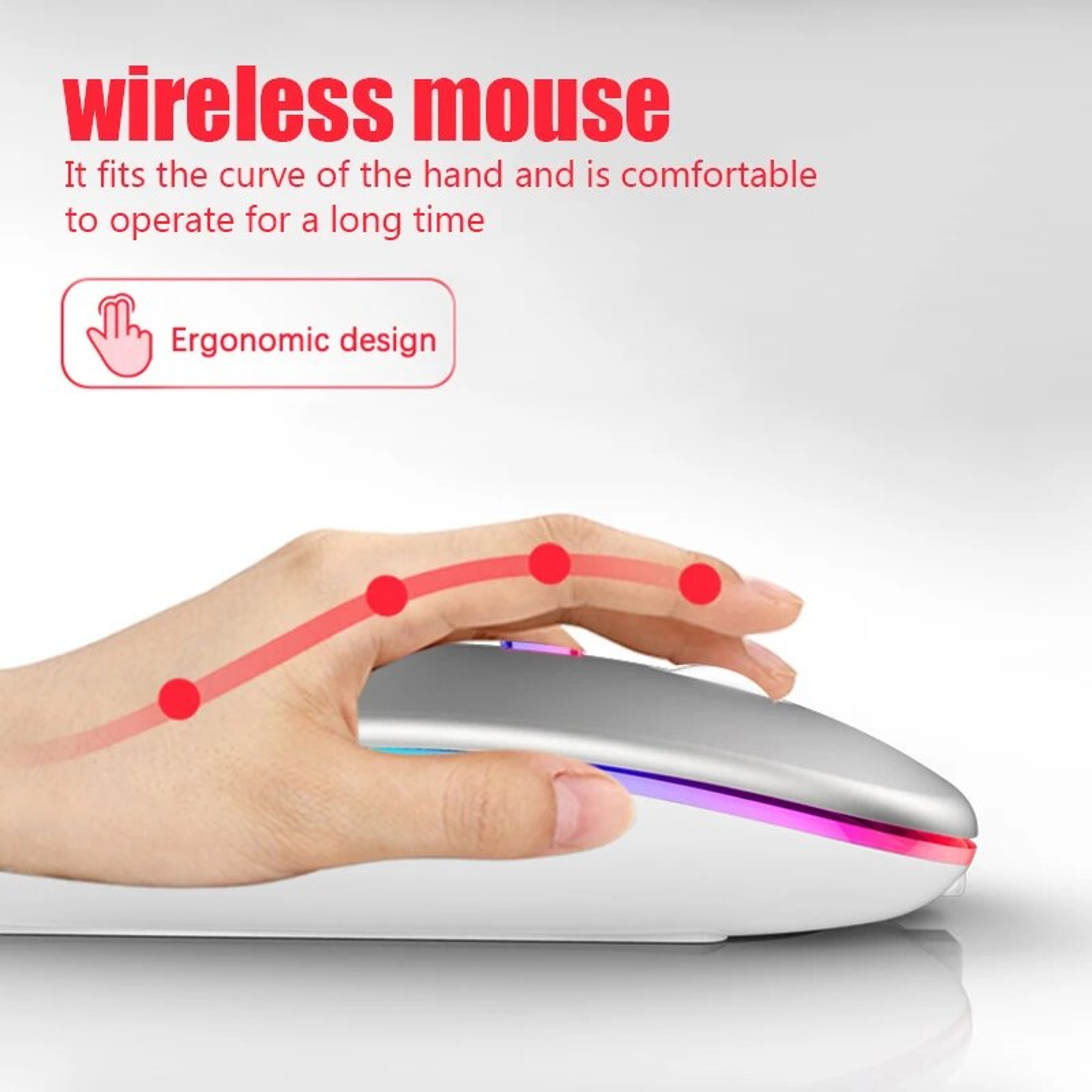 Ergonomic Gaming Wireless Mouse RGB Rechargeable Bluetooth LED Backlit – view 4