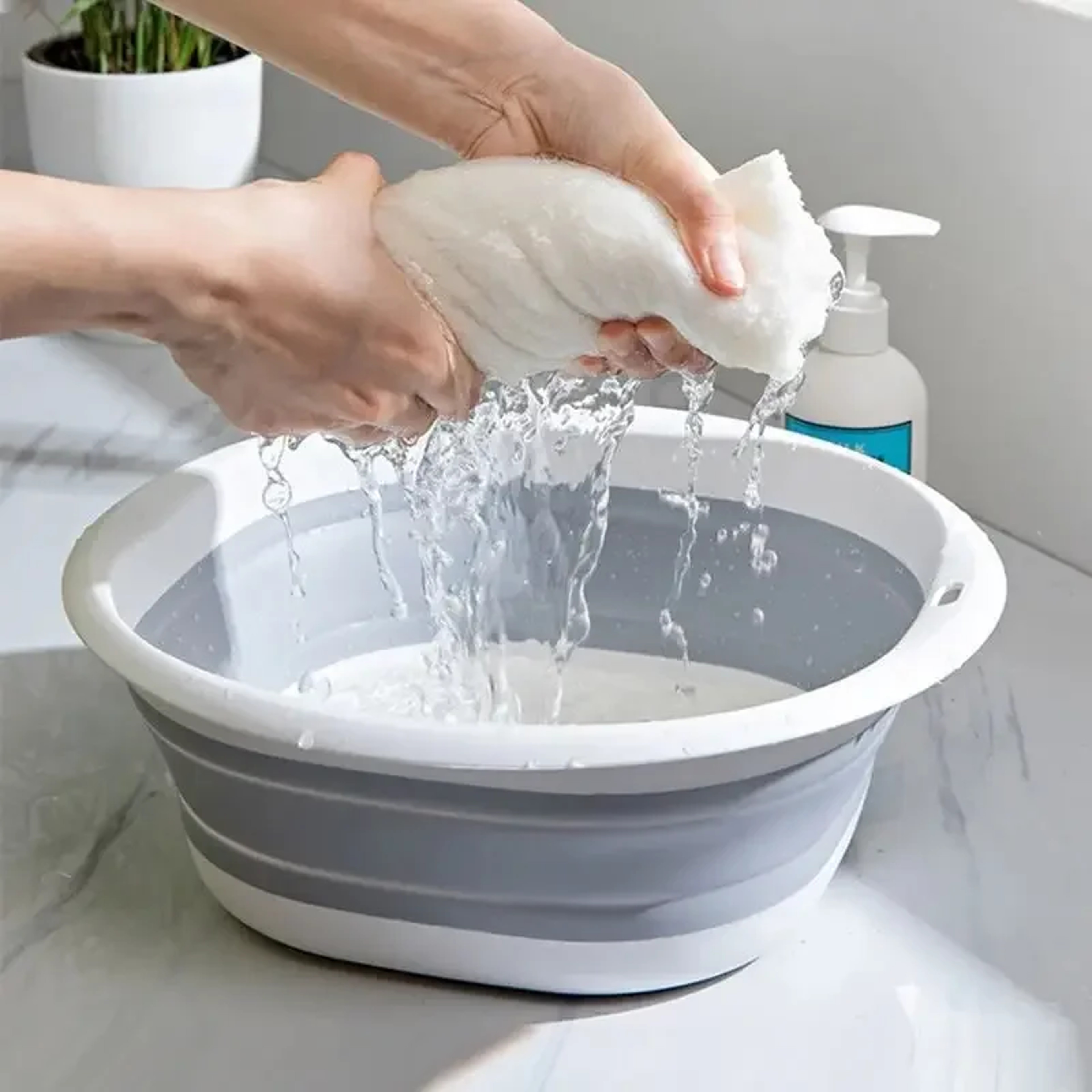 Portable Folding Wash Basin Plastic Laundry Tub For Baby  Adult 2
